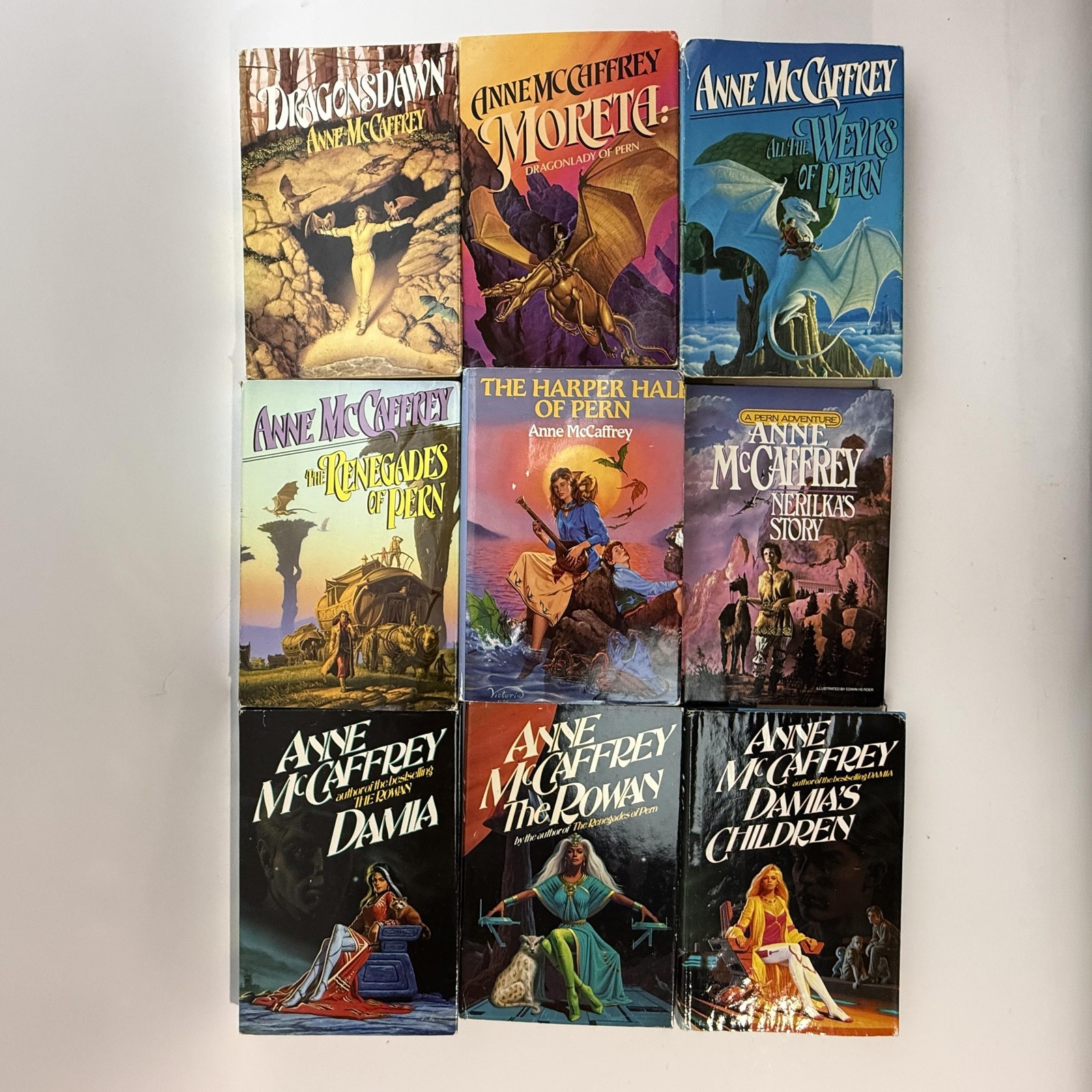Vintage Lot 9 Anne McCaffrey Pern & Rowan Novels HC DJ Dragons Sci-Fi Fantasy