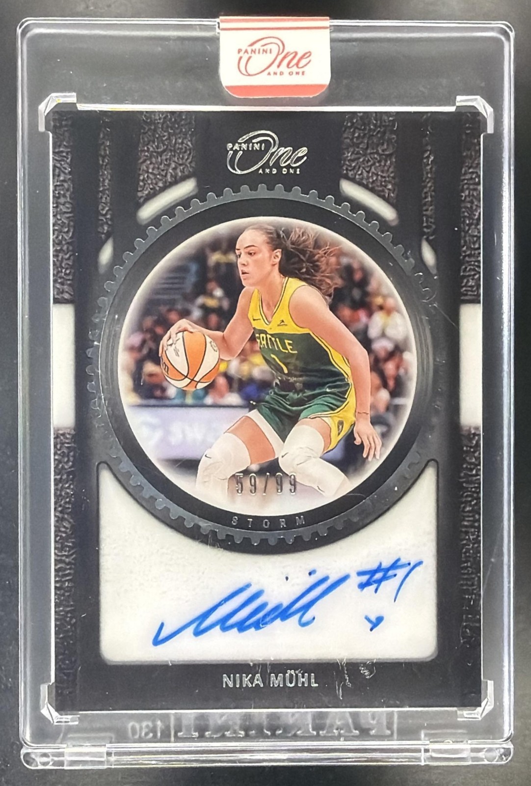 2025 Panini One and One WNBA Nika Muhl #11 Snapshot Signatures /99 Auto Storm