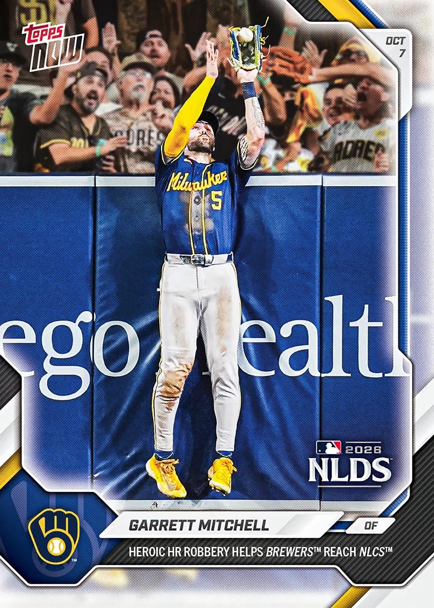 Garrett Mitchell HR Robbery To Reach NLCS MLB Topps NOW #773 PRESALE Garrett Mitchell HR Robbery To Reach NLCS MLB Topps NOW #773 PRESALE