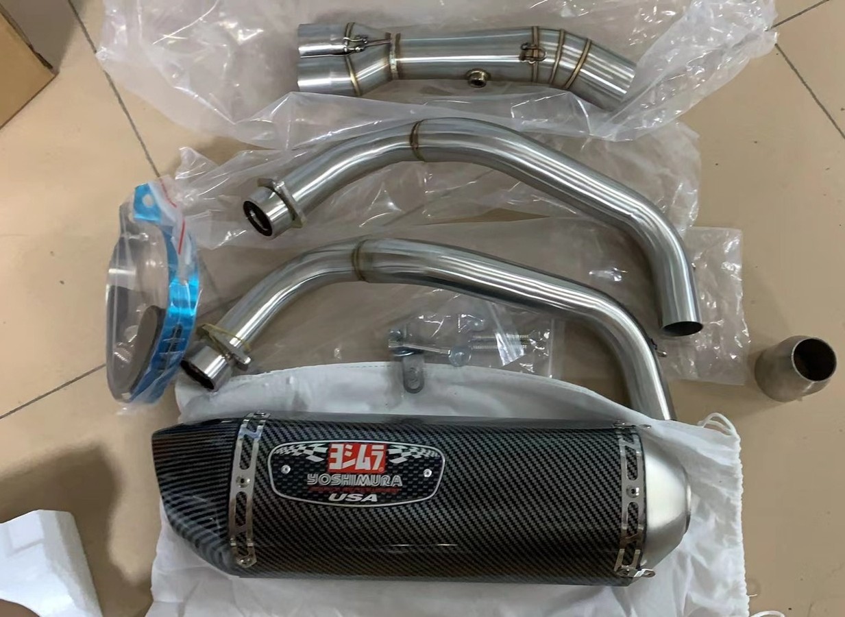 For Yamaha MT-07 FZ07 XSR700 YZF R7 Full Exhaust System Front Pipe 420mm Muffler