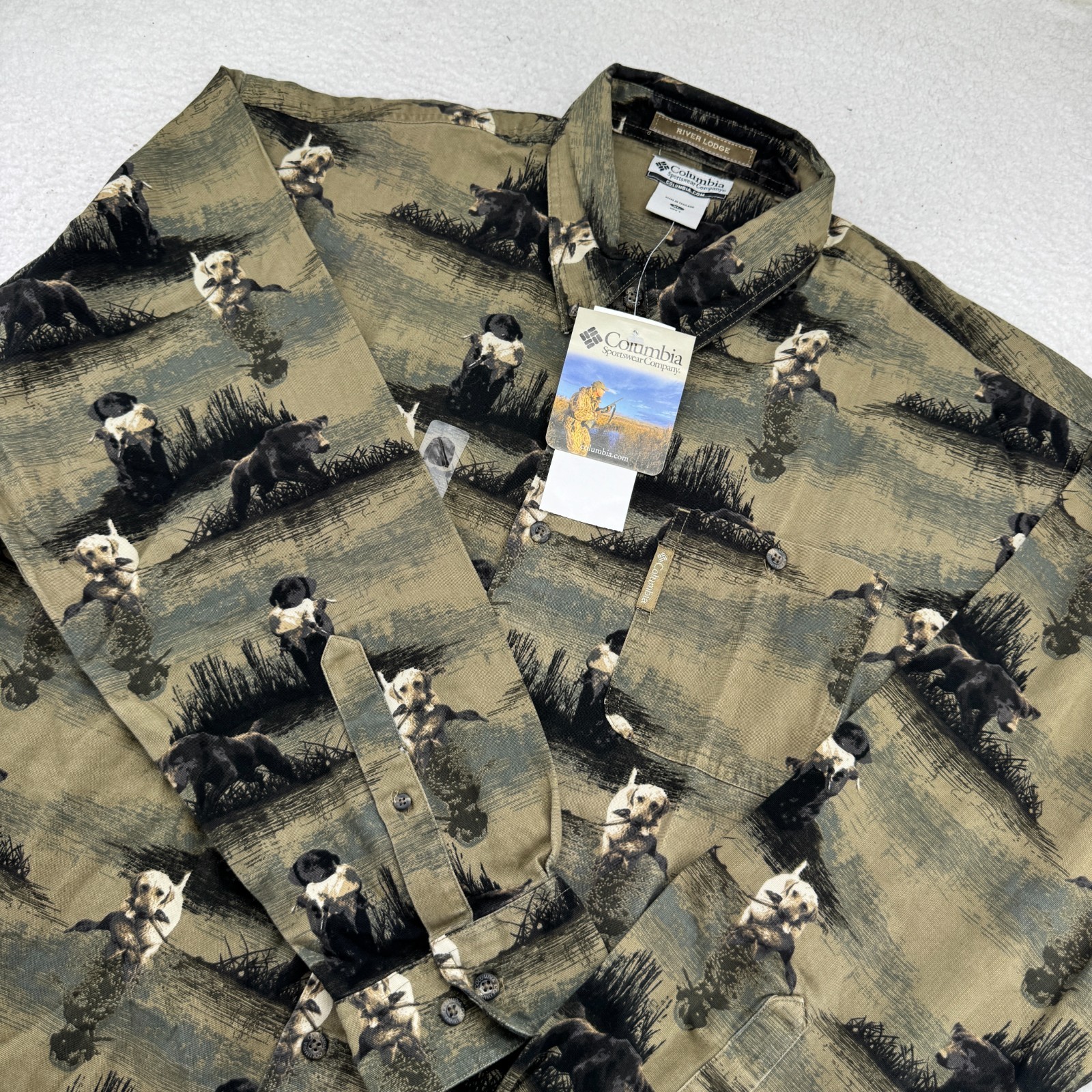 NWT Columbia River Lodge Waterdog Long Sleeve Shirt Mens XL Green Hunting Button NWT Columbia River Lodge Waterdog Long Sleeve Shirt Mens XL Green Hunting Button