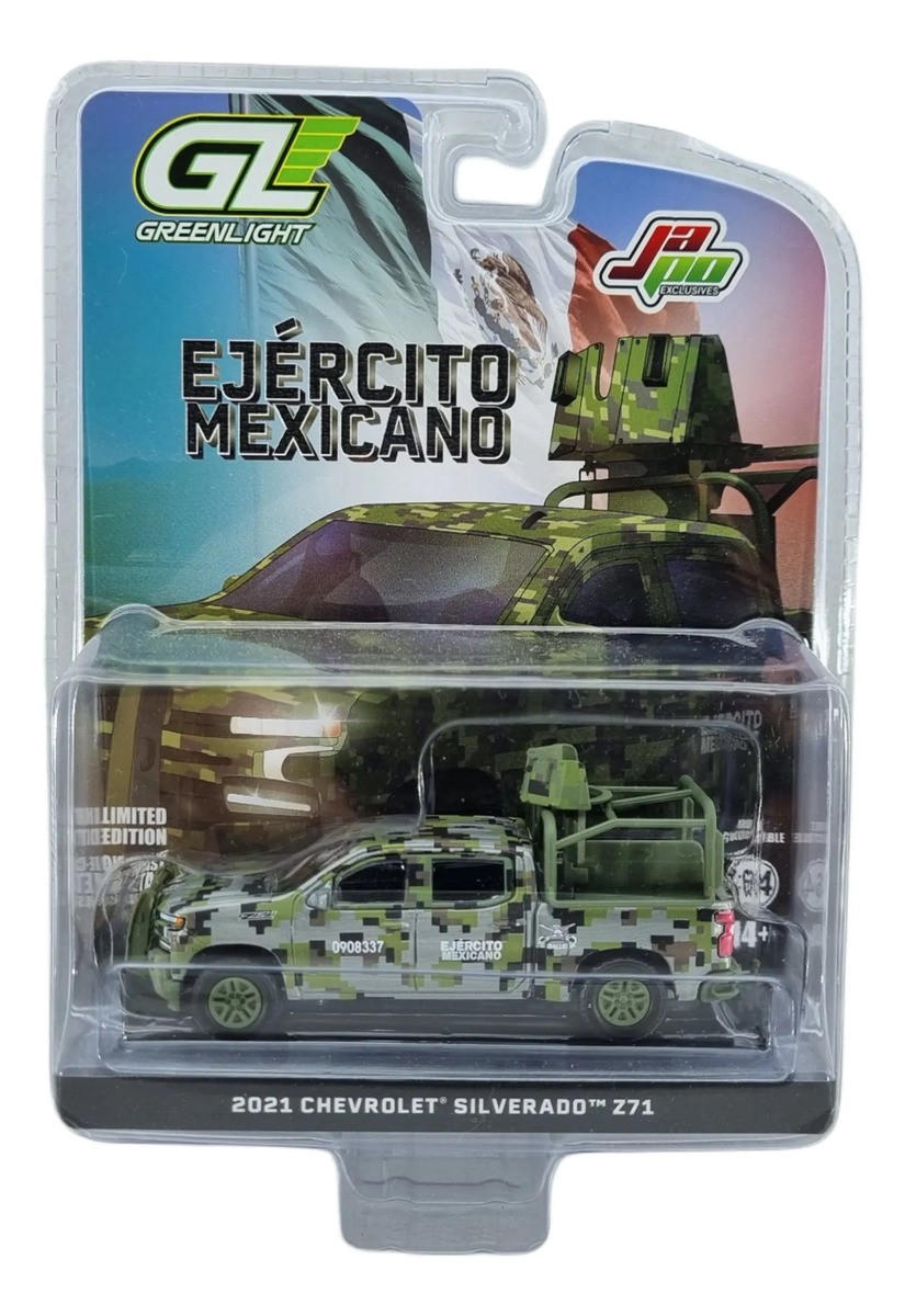 2021 Chevrolet Silverado LT Z71 Ejercito Mexicano 1:64 Diecast Army Pickup Truck