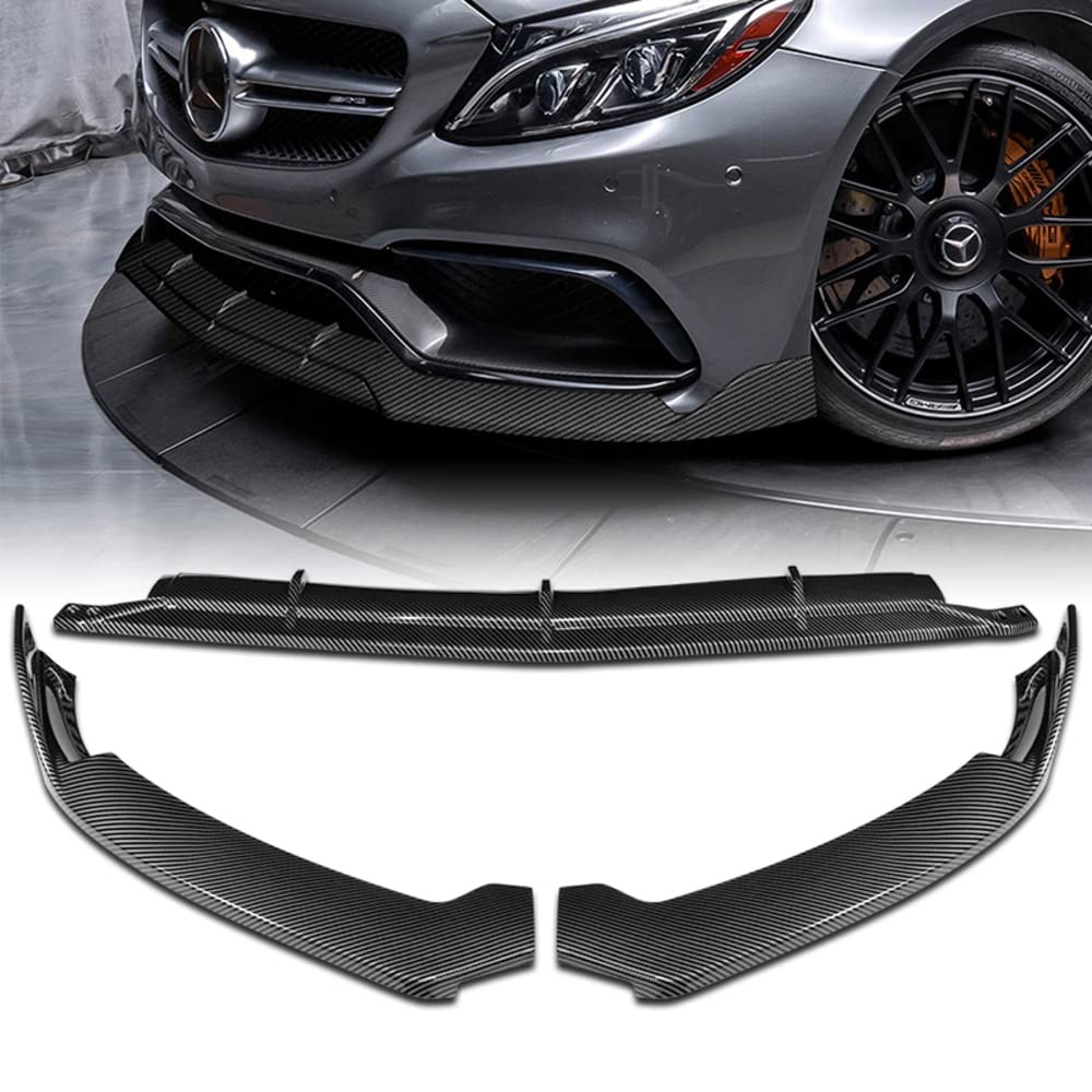 Front Bumper Lip Spoiler for 2015-2021 Mercedes W205 C63 AMG Carbon Fiber ABS