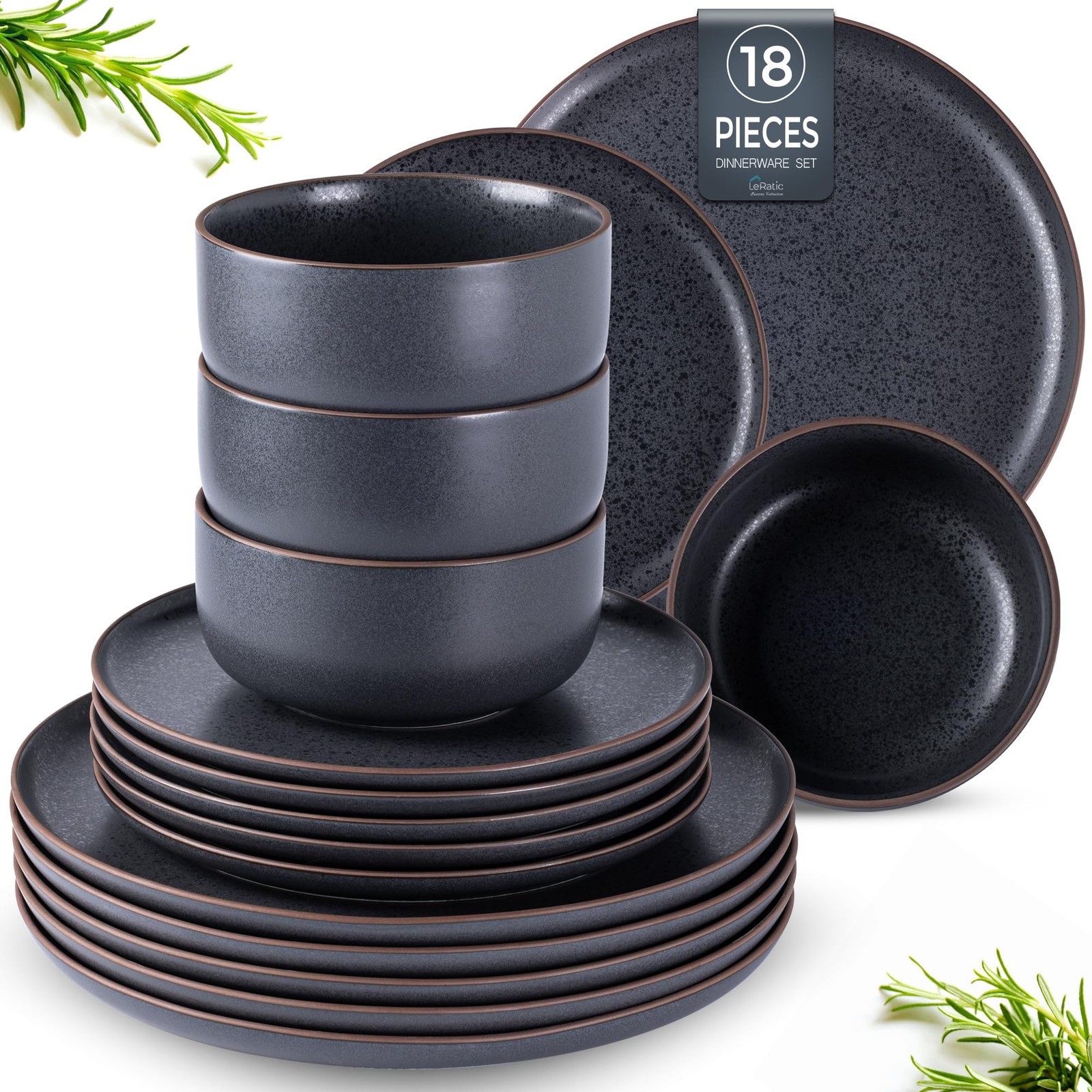 LERATIO Stoneware Dinnerware Set 18-Piece for 6 LERATIO Stoneware Dinnerware Set 18-Piece for 6