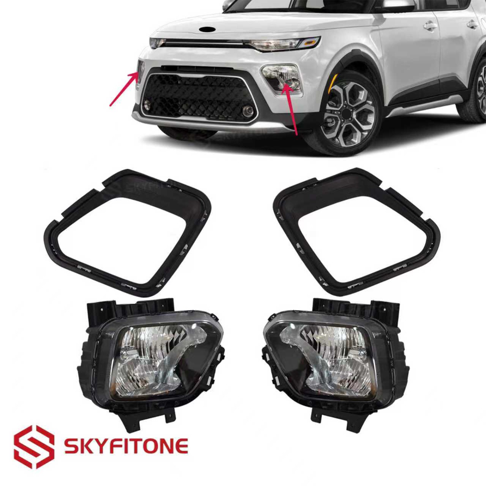 Fit Kia Soul 2020-2022 Halogen Headlight W/Headlamp Bezel Trim 4PCS Left Right Fit Kia Soul 2020-2022 Halogen Headlight W/Headlamp Bezel Trim 4PCS Left Right