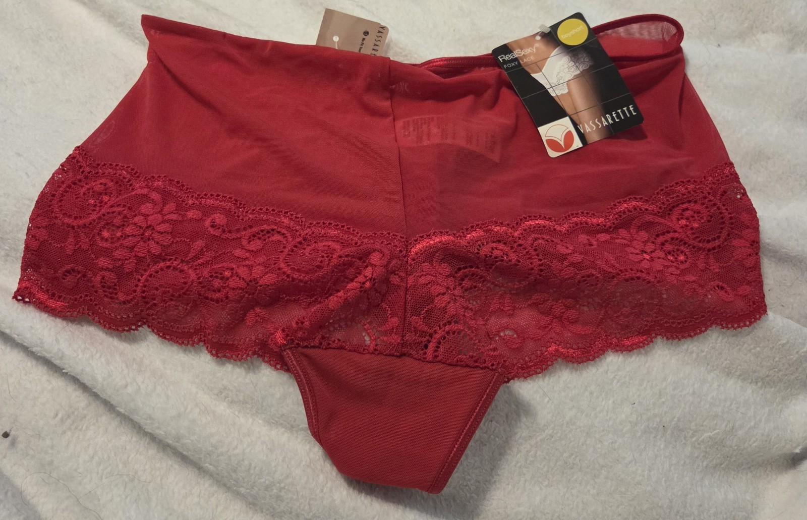 NWT Red Vintage Foxy Lace Vassarette Boyshort Panty Large 7