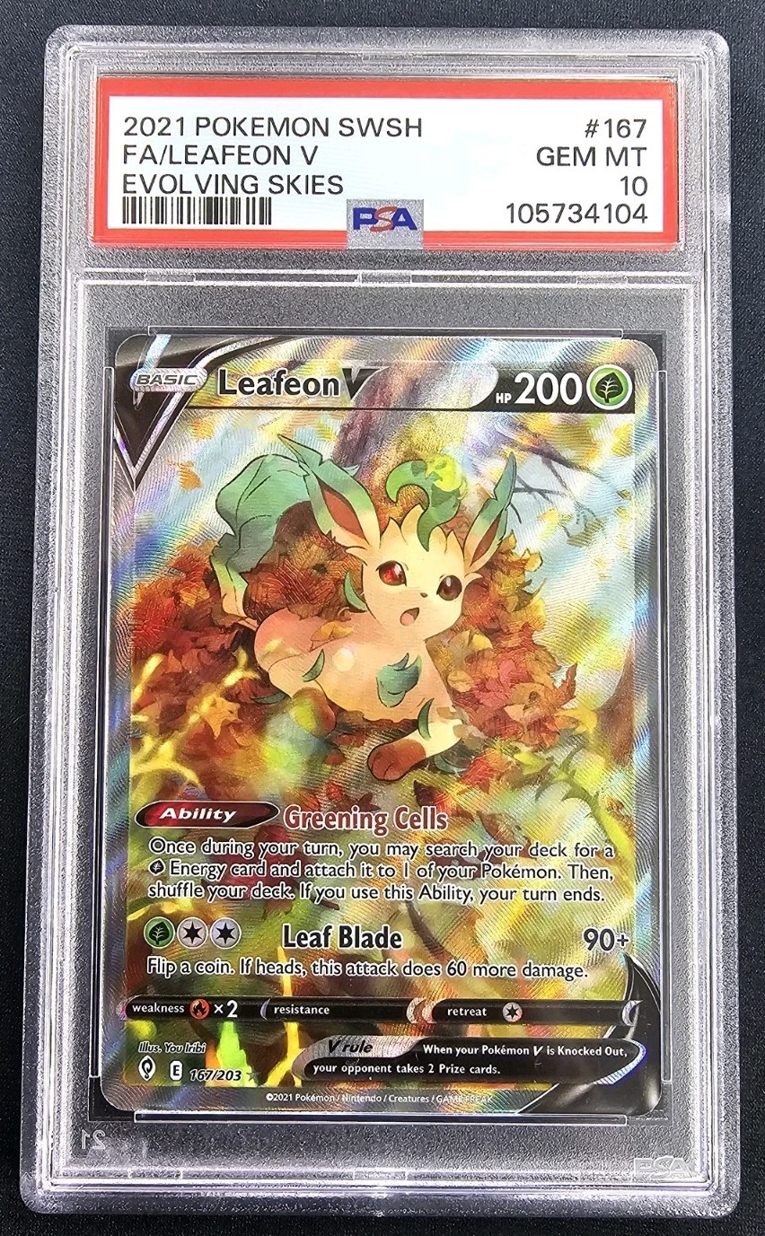 LEAFEON V 2021 Pokémon Sword And Shield Evolving Skies Full Art 167/203 PSA 10 LEAFEON V 2021 Pokémon Sword And Shield Evolving Skies Full Art 167/203 PSA 10