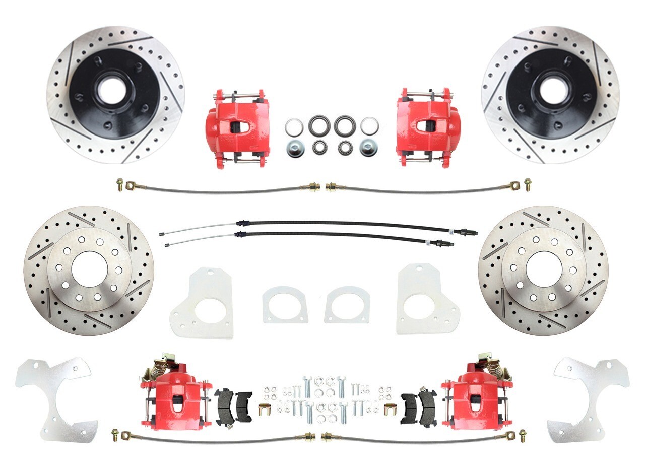 1982-88 G Body Front & Rear Brake Package, RED PC Calipers, D/S Rotors