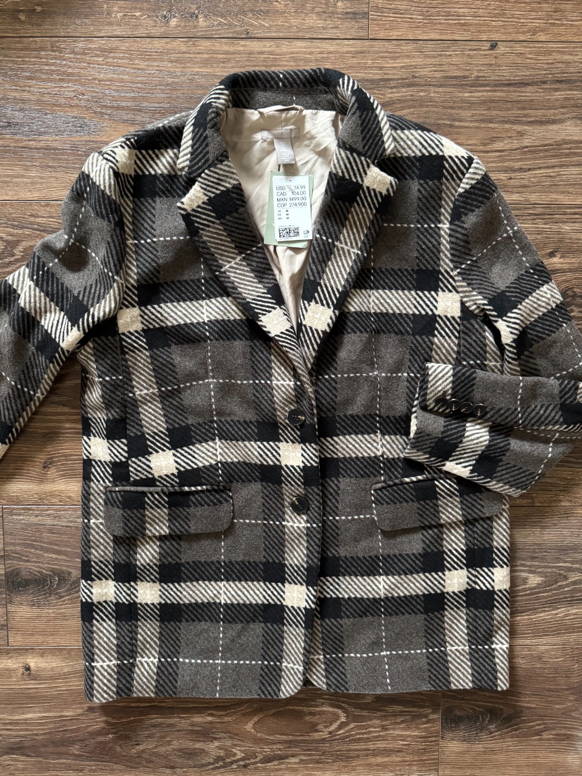 NWT H&M Oversized Plaid Wool Blend Blazer M NWT H&M Oversized Plaid Wool Blend Blazer M
