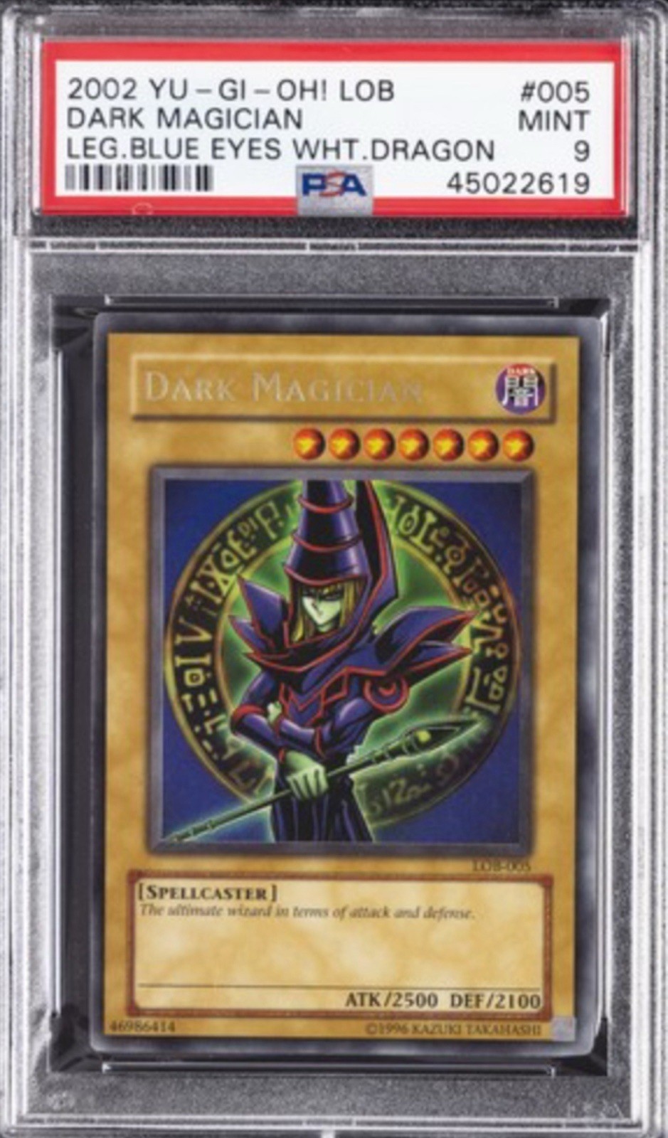 2002 YU-GI-OH LOB-LEGEND OF BLUE EYES WHITE DRAGON #005 DARK MAGICIAN PSA 9
