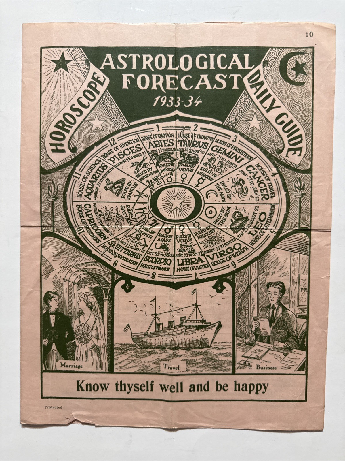 Rare 1933-34 Astrological Forecast Horoscope Daily Guide Astrology Zodiac
