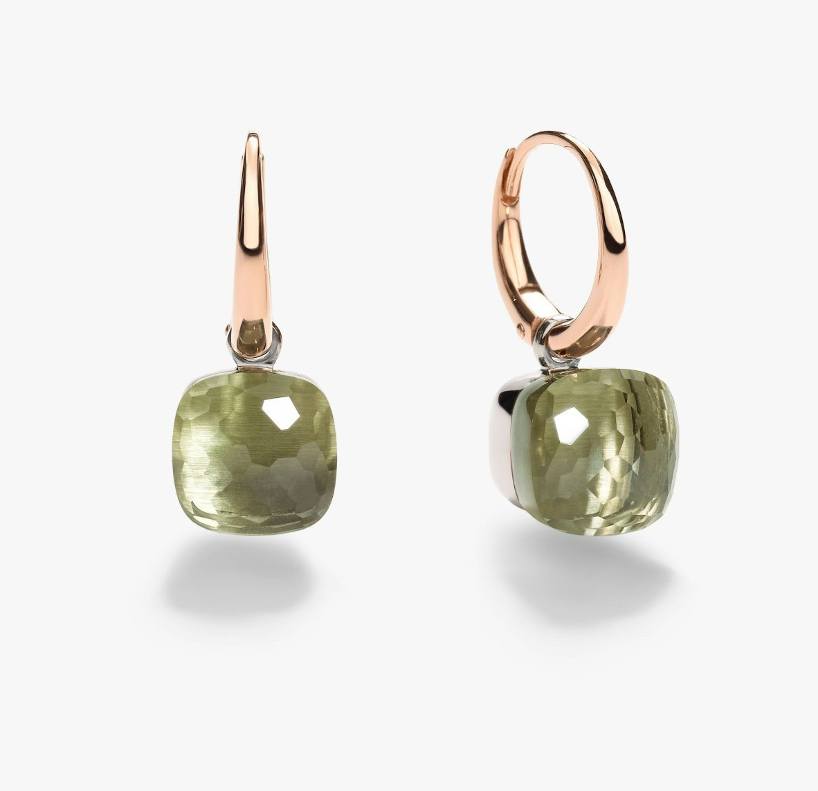 Pomellato Nudo Natural Green Amethyst  Earrings, 925 Sterling Silver Earrings