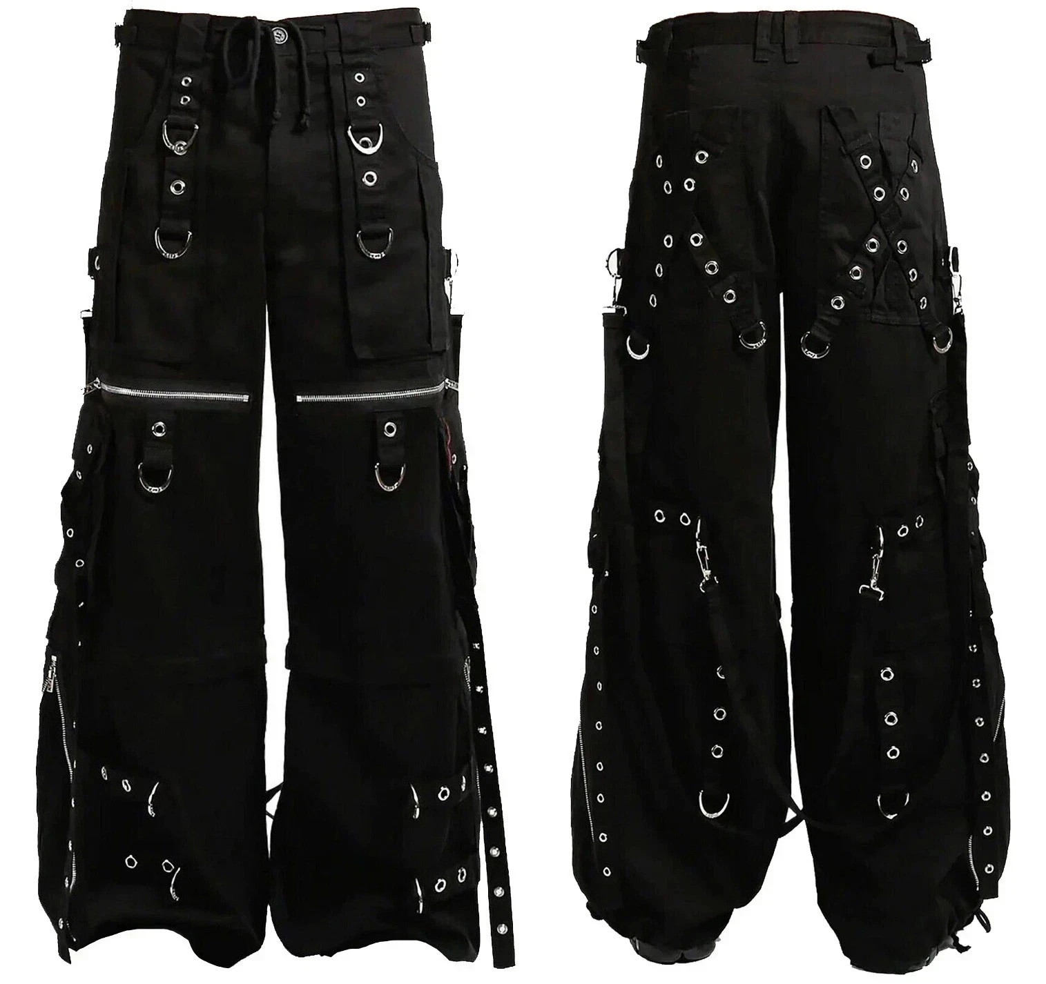 Gothic Black Cotton Punk Rock Emo Trip Pants Gothic Black Cotton Punk Rock Emo Trip Pants