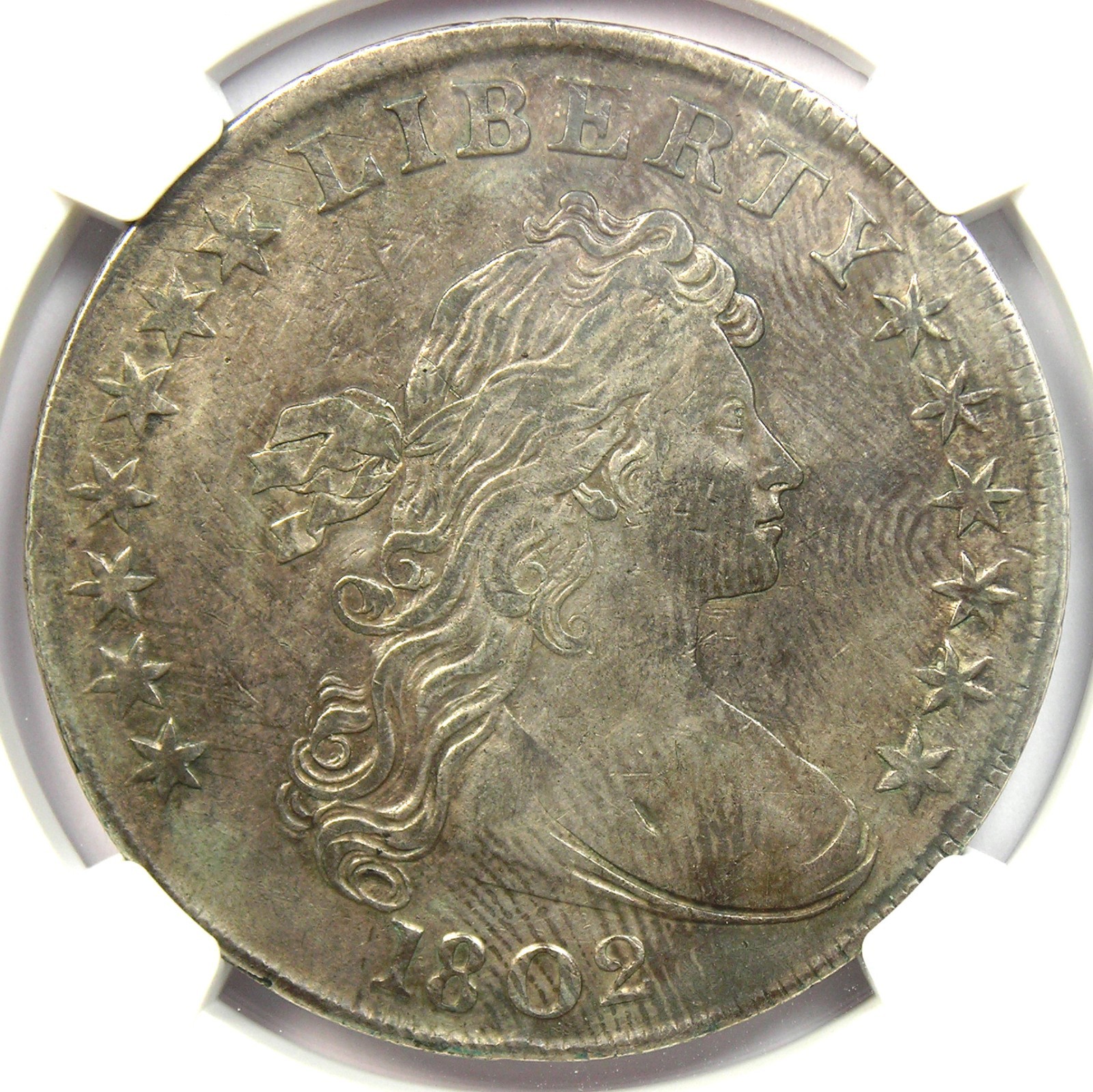 1802 Draped Bust Silver Dollar $1 Coin - Certified NGC VF Details - Near XF