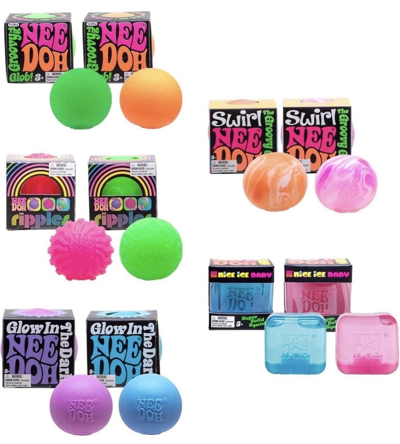 NeeDoh Teenie 10-Pack Schylling MINI Squish Toys NEW In BOX GLOB, SWIRL, RIPPLE NeeDoh Teenie 10-Pack Schylling MINI Squish Toys NEW In BOX GLOB, SWIRL, RIPPLE