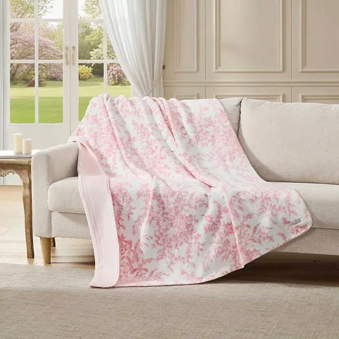 Laura Ashley Floral Throw Blanket Bedford Pink NEW Laura Ashley Floral Throw Blanket Bedford Pink NEW