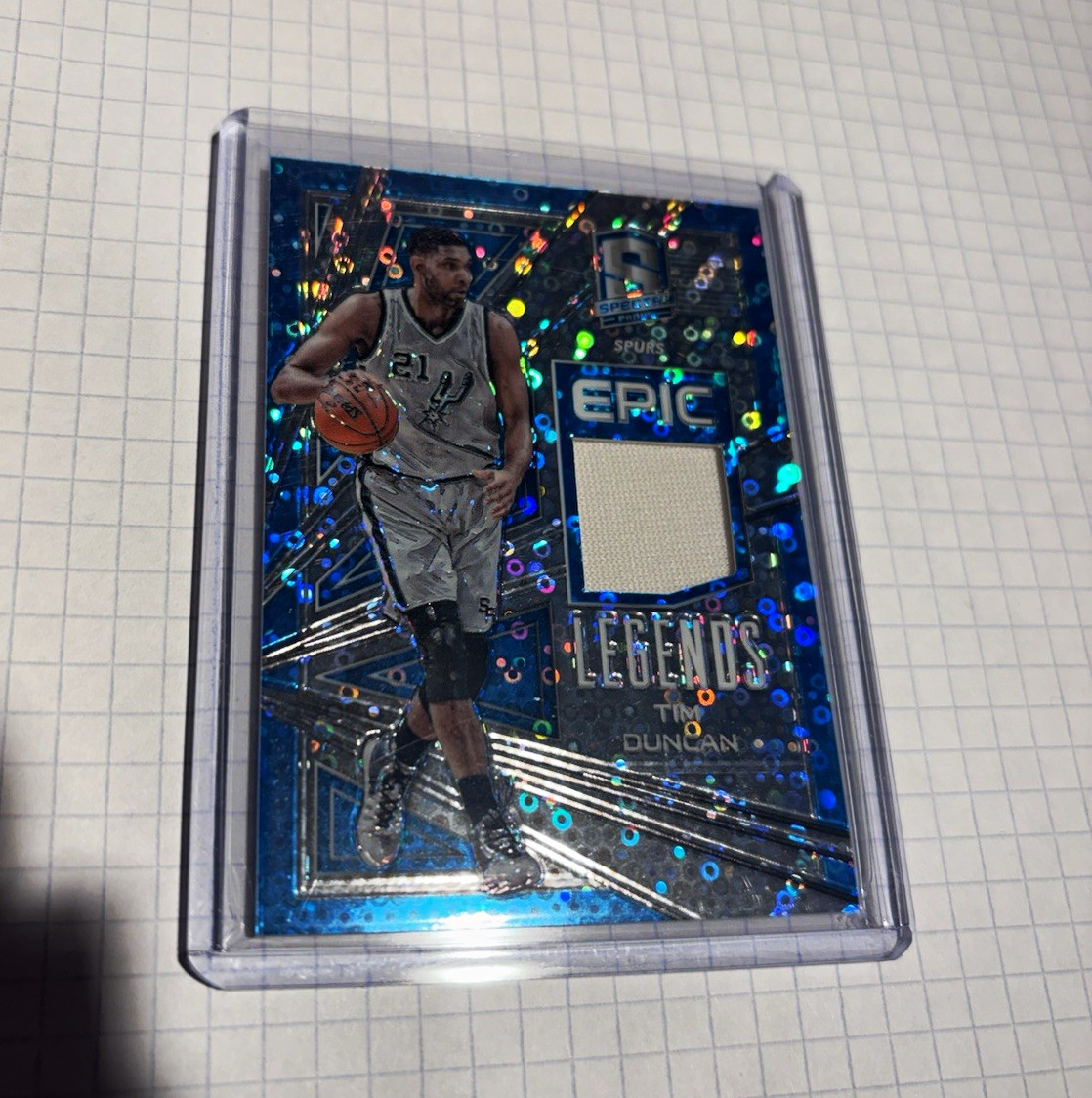 Panini 2017-18 Spectra Tim Duncan Epic Legends Relics Neon Blue Prizm /99 Patch Panini 2017-18 Spectra Tim Duncan Epic Legends Relics Neon Blue Prizm /99 Patch