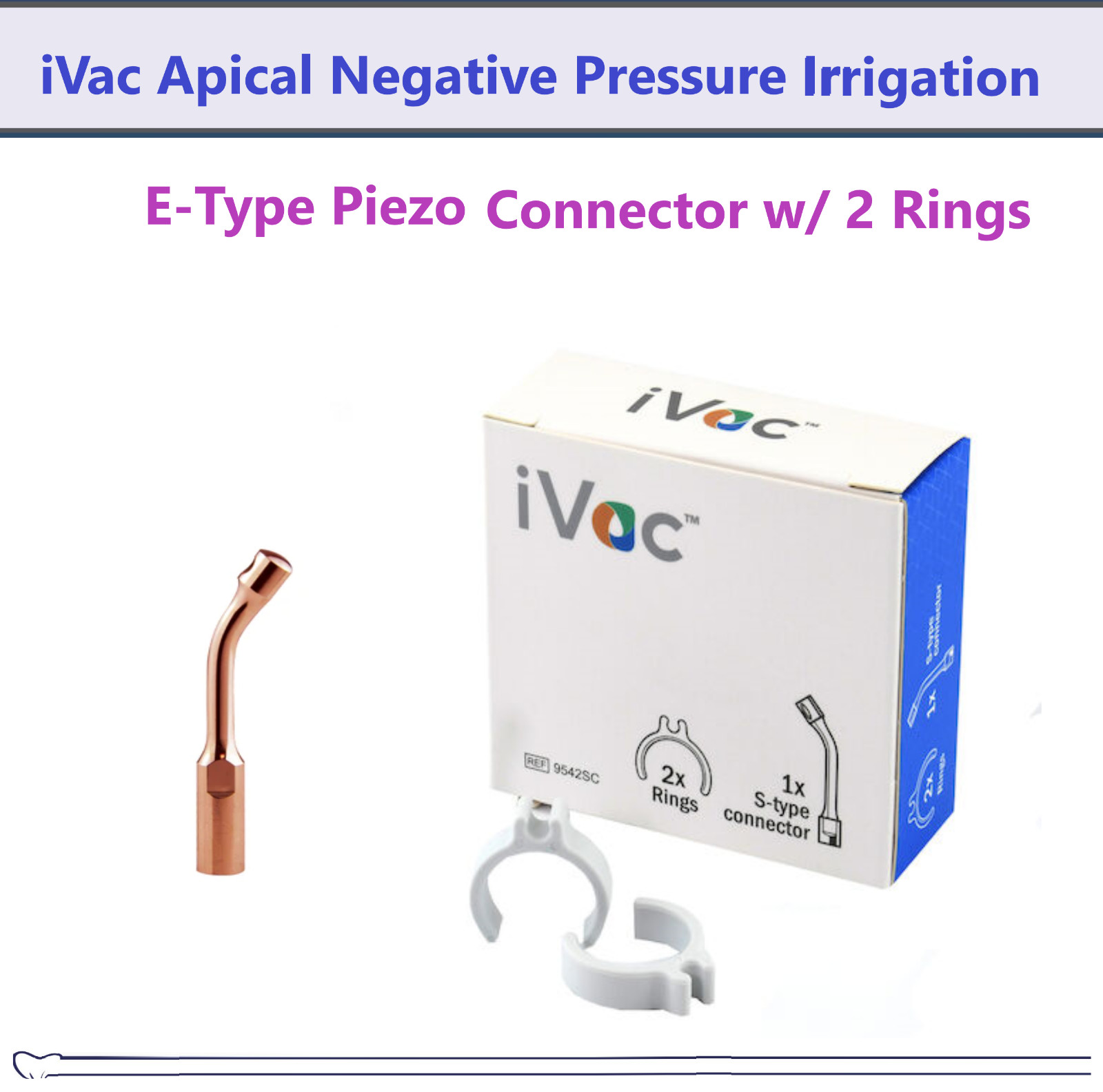 Dental PacDent iVac™ Apicali E-type or S-type Piezo Connector with 2 rings, 1/pk Dental PacDent iVac™ Apicali E-type or S-type Piezo Connector with 2 rings, 1/pk