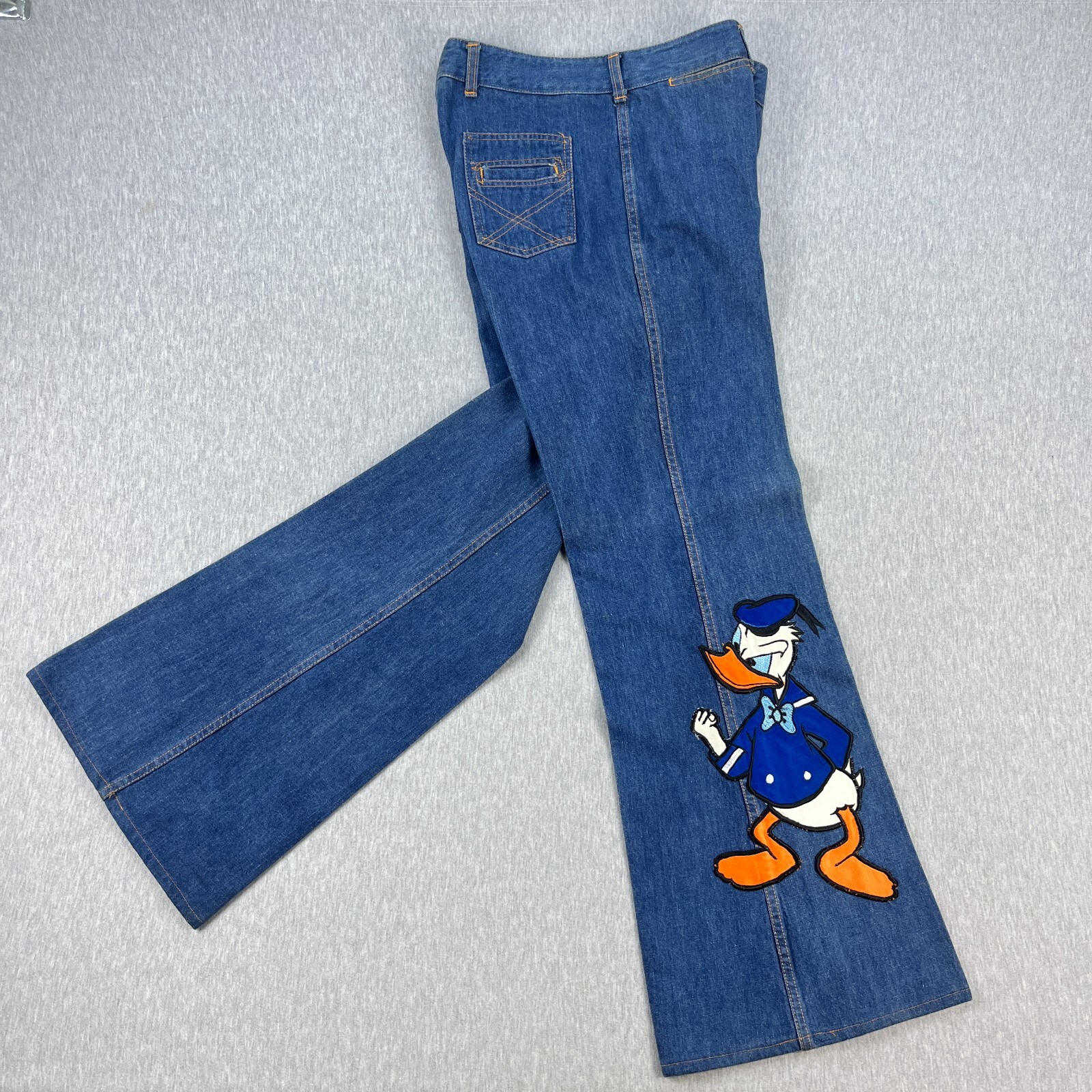 Vintage Donald Duck Bell Bottom Jeans Mens 34x33 Blue Denim 70s Unique Boutiques