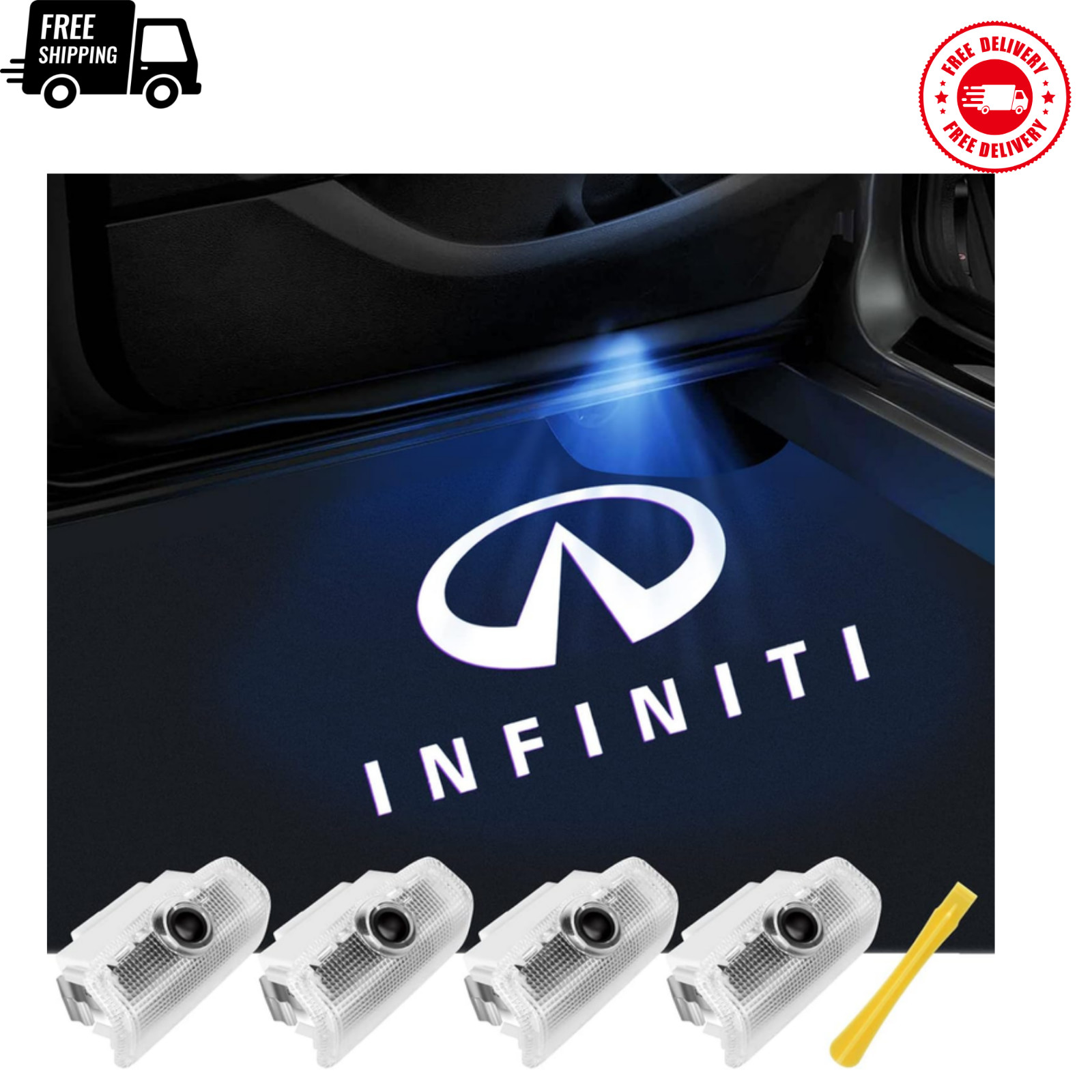 No Fade Car Door Lights Logo Compatible with Infiniti, LED Welcome Lights Access