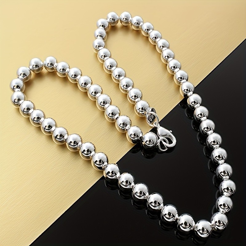 1Pcs Women's 925 Sterling Silver 8mm Hollow Balls Beads 20