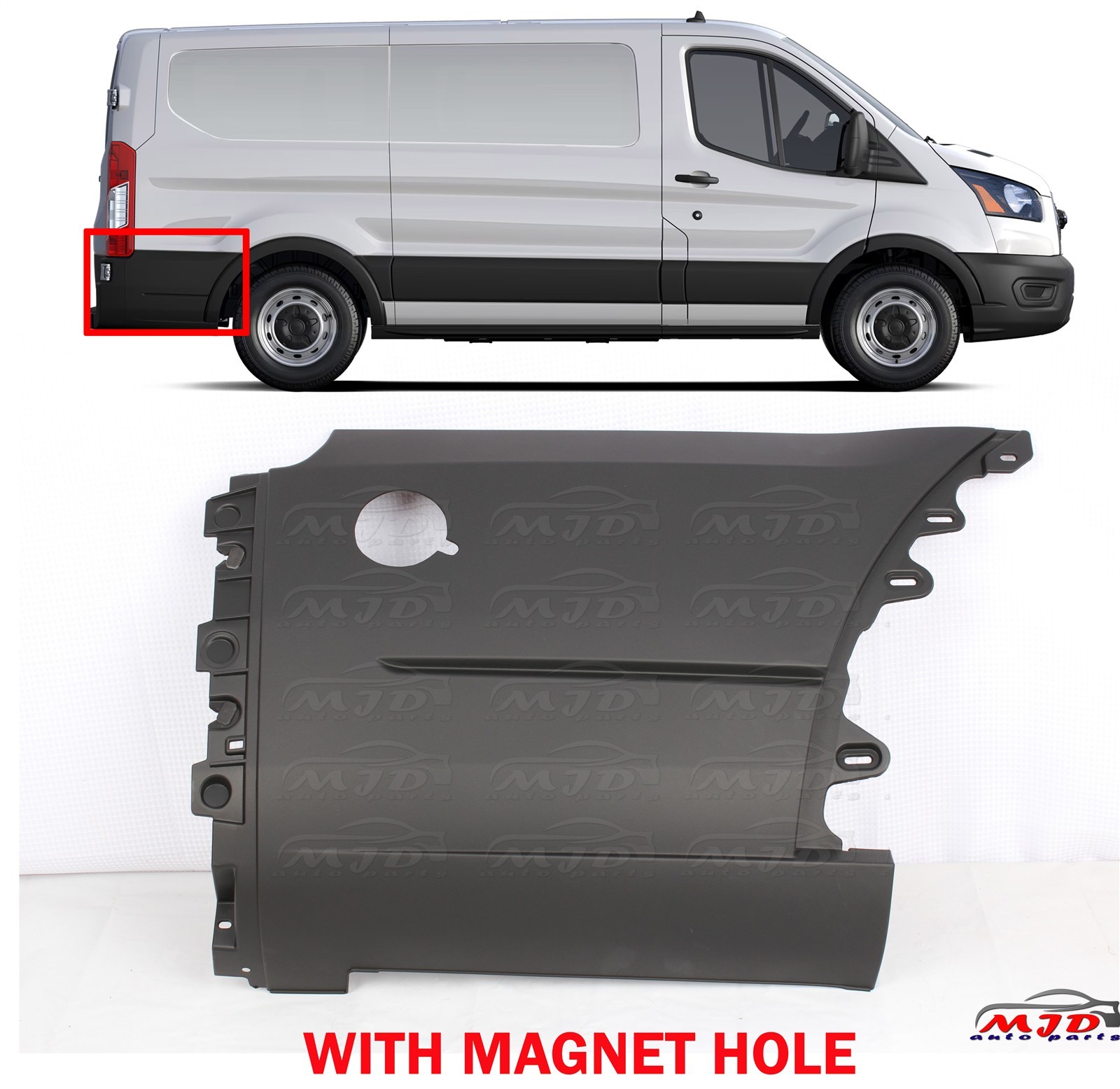 FIT FORD TRANSIT 2015-2025 RIGHT PASSENGER REAR QUARTER PANEL TRIM MOLDING COVER