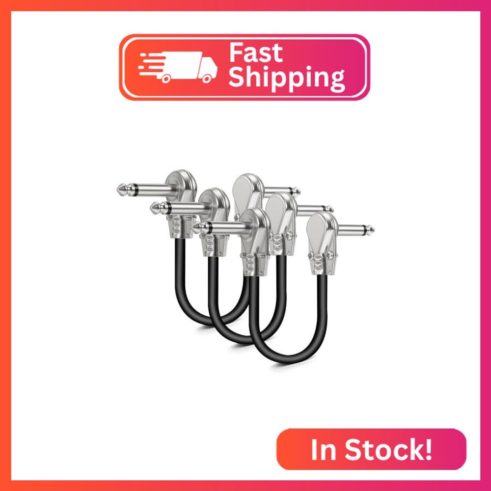 3Pcs Guitar Patch Cables, 6IN Pedal Cables with Metal Right Angle Plug 3Pcs Guitar Patch Cables, 6IN Pedal Cables with Metal Right Angle Plug