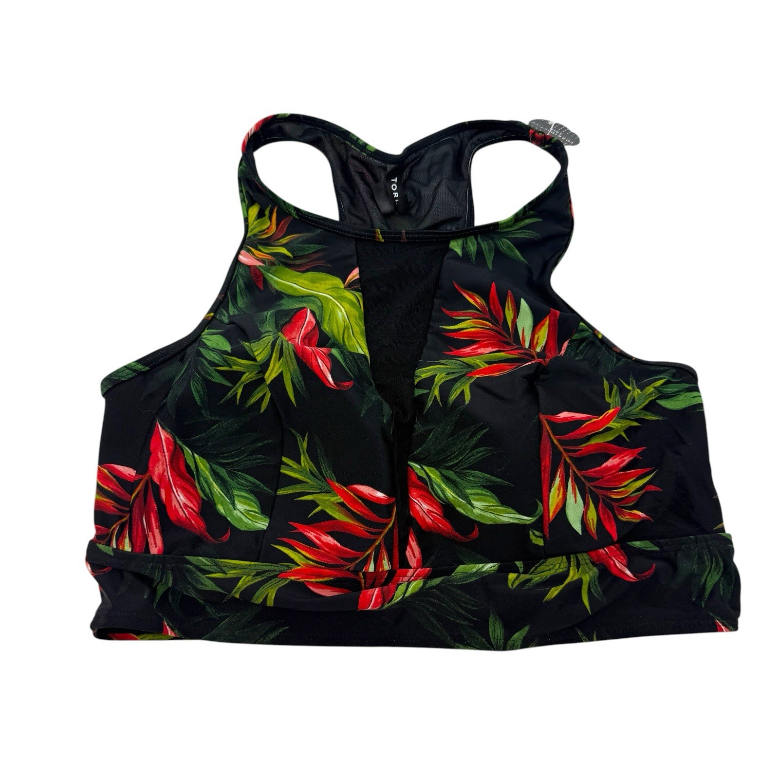 Nwt’s Torrid Bikini Top Sz 12 Tropical Floral High Neck Padded Active Swim Mesh Nwt’s Torrid Bikini Top Sz 12 Tropical Floral High Neck Padded Active Swim Mesh