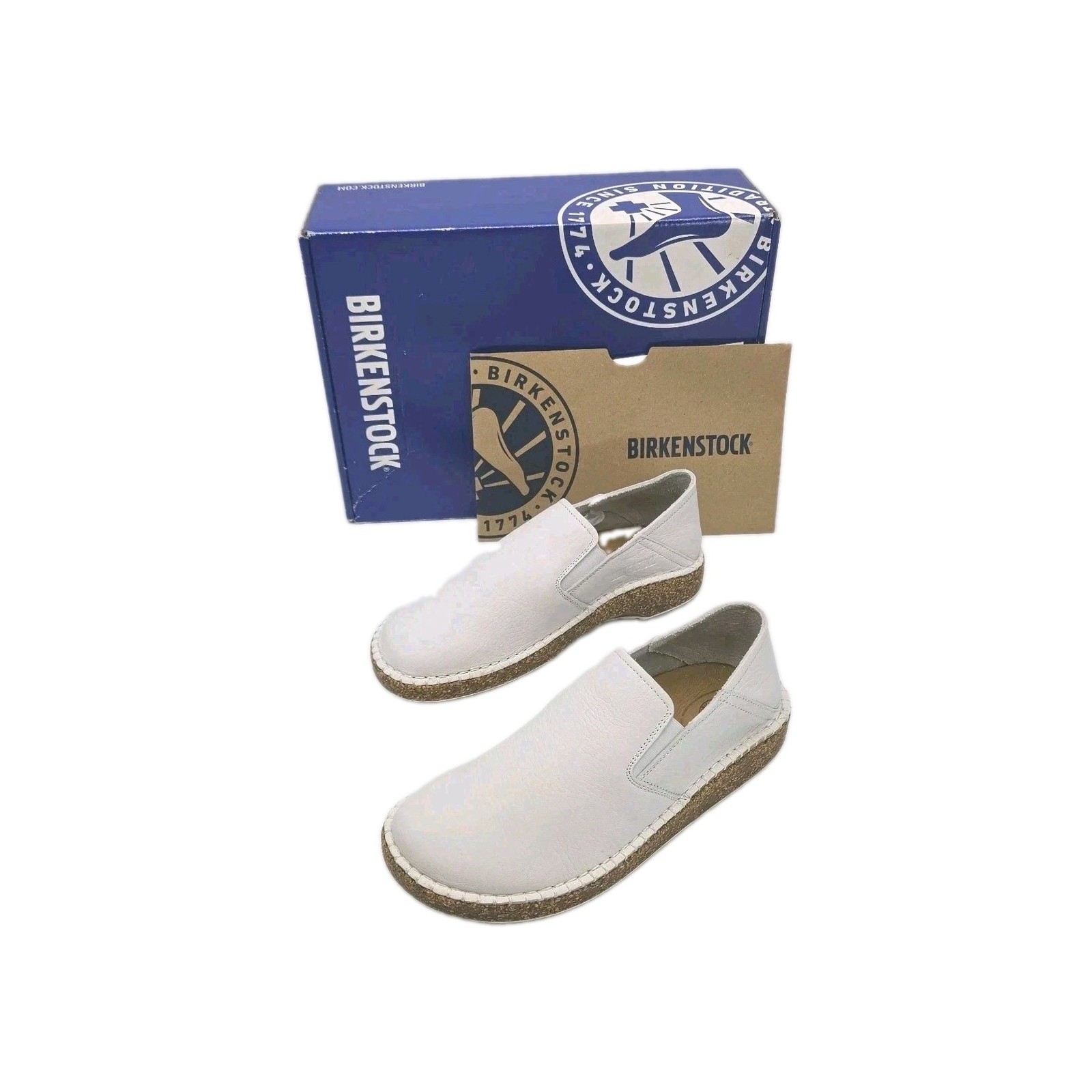 Birkenstock Shoe Callan White Leather Women Size 5 EU 36 Narrow Fit Slip-On Flat