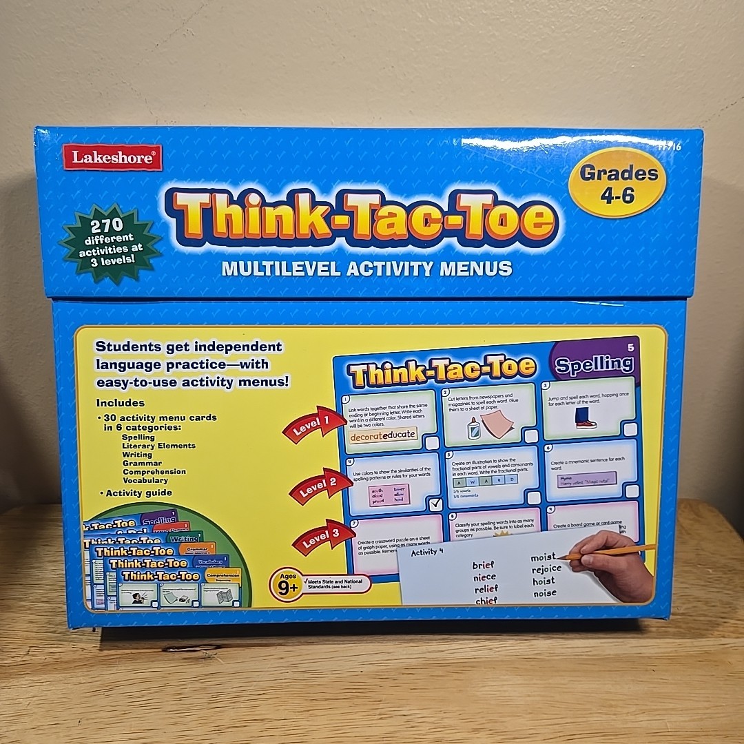 Lakeshore Think-Tac-Toe Language Multilevel Activity Menus Grades 4-6