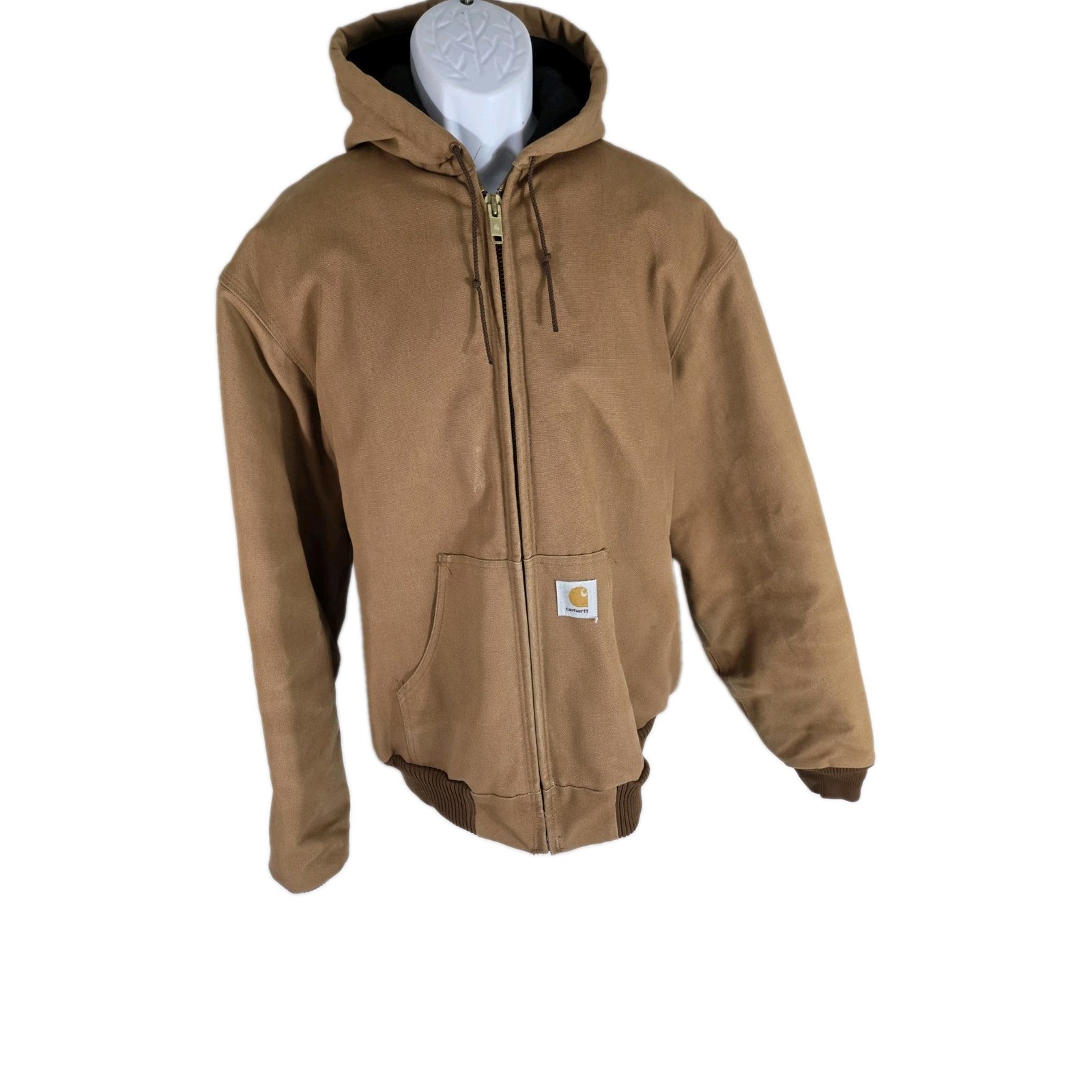 CARHARTT Duck Canvas Work Jacket Mens XL Hooded Vintage Quilt Lined