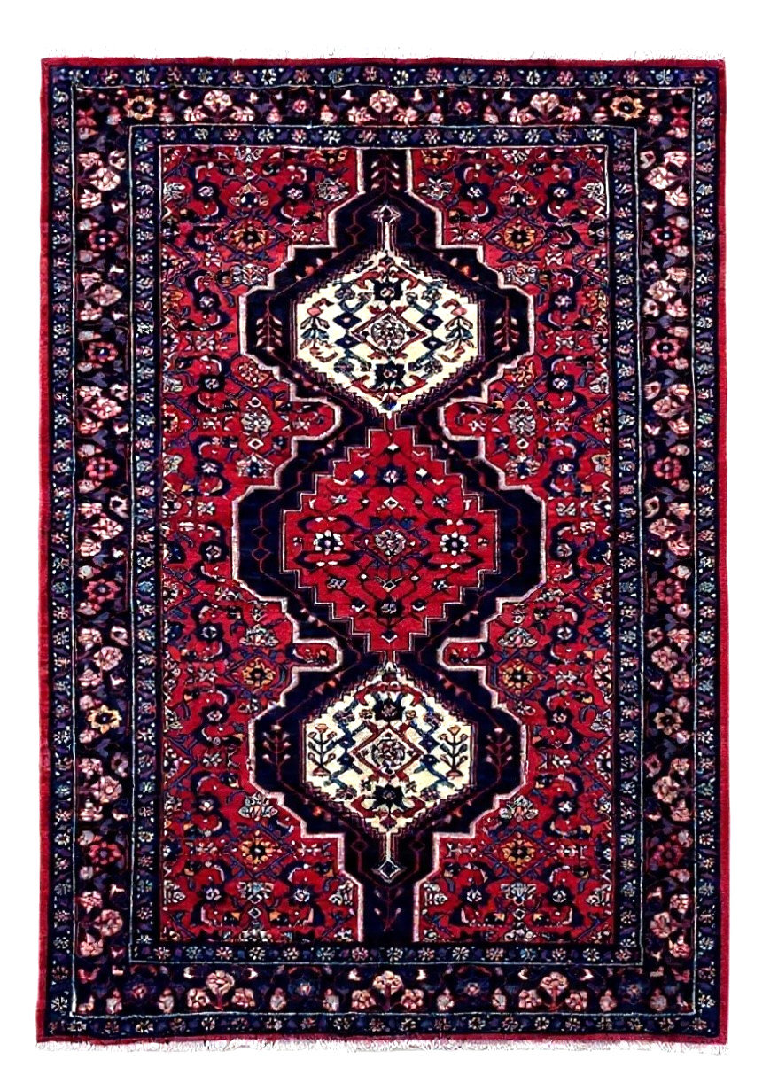 4x7 Vintage Zanjan Tribal Geometric Hand Knotted Wool Rug Red Oriental Area Boho
