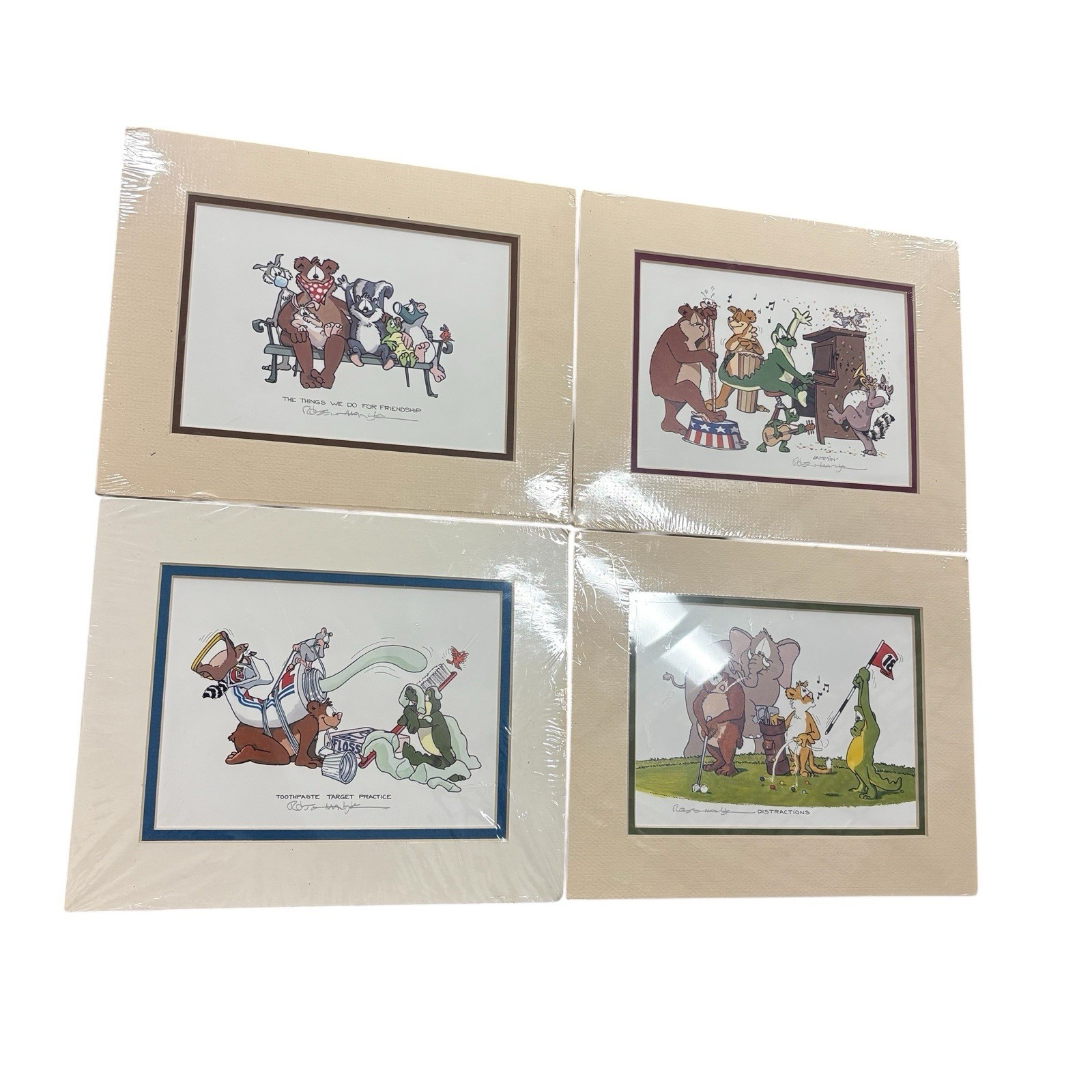 Set of 4 Vintage Robert Marble Signed Lithographs 8x10