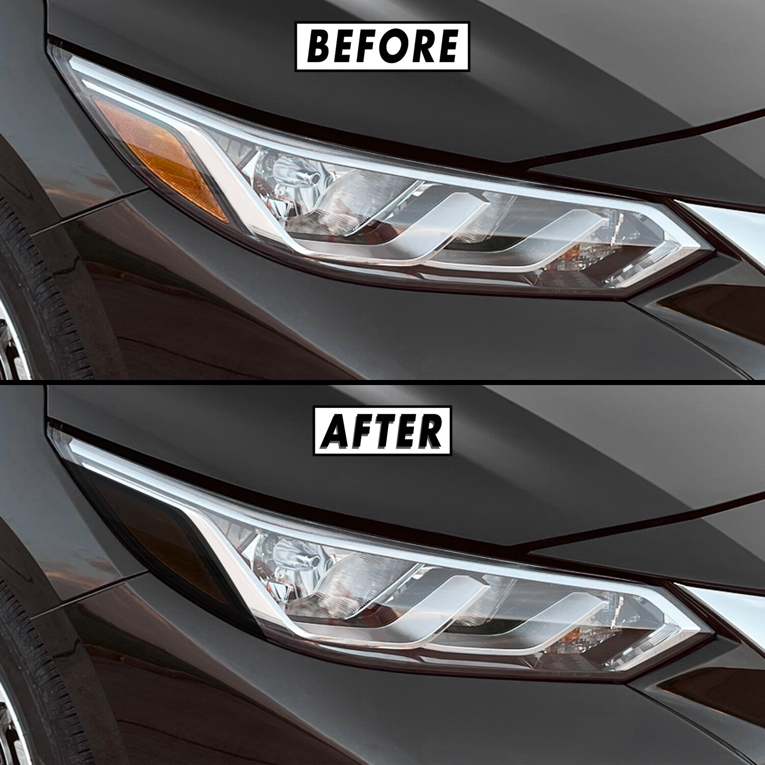 FOR 20-25 Nissan Sentra Headlight Side Marker SMOKE Precut Vinyl Tint Overlays
