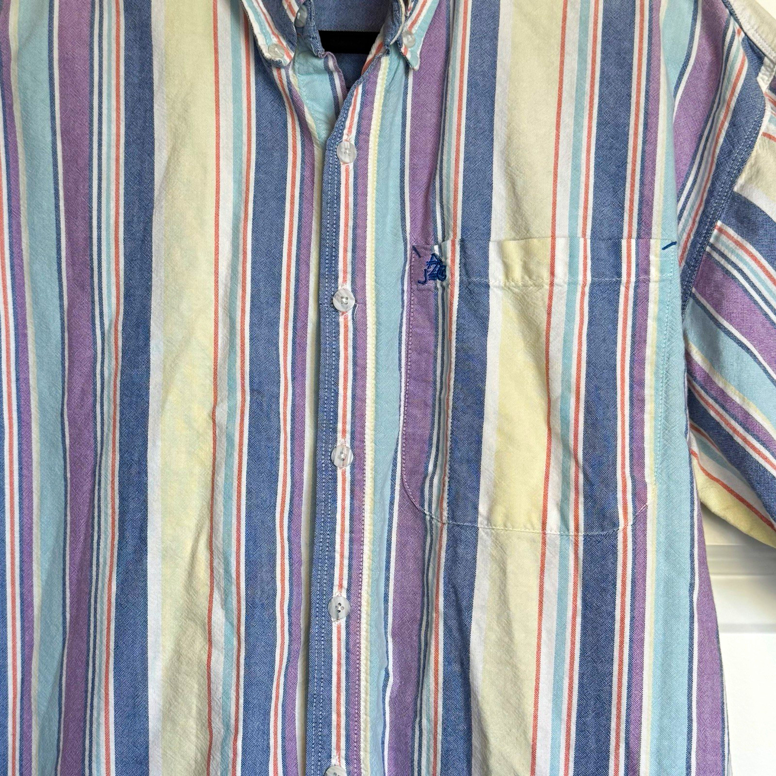 Vintage 90s Arizona Jean Company Men’s L Striped Shirt Cotton Haiti 1117