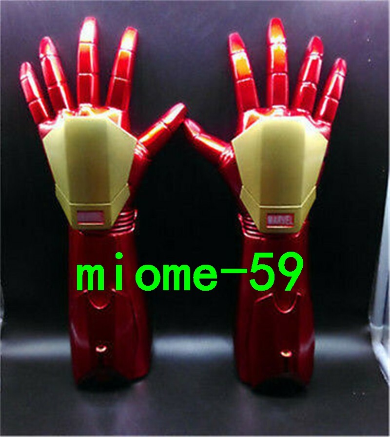 US Ship Iron Man Left+Right Hand Laser Armor Arm Cosplay Gloves LED Light Gift