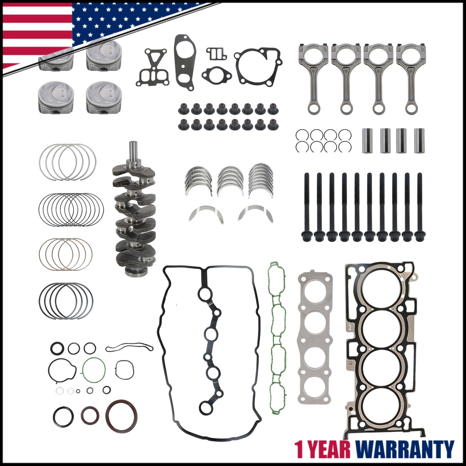 2.4L G4KJ ENGINE REBUILD OVERHAUL KIT- CRANKSHAFT & CON RODS FOR HYUNDAI FOR KIA