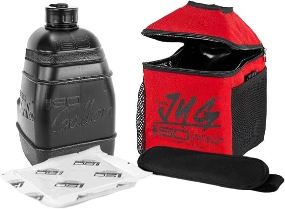 RED Isojug Insulated 1 Gallon Water Jug & Holder Cover w/ Ice Pack New MADE USA RED Isojug Insulated 1 Gallon Water Jug & Holder Cover w/ Ice Pack New MADE USA