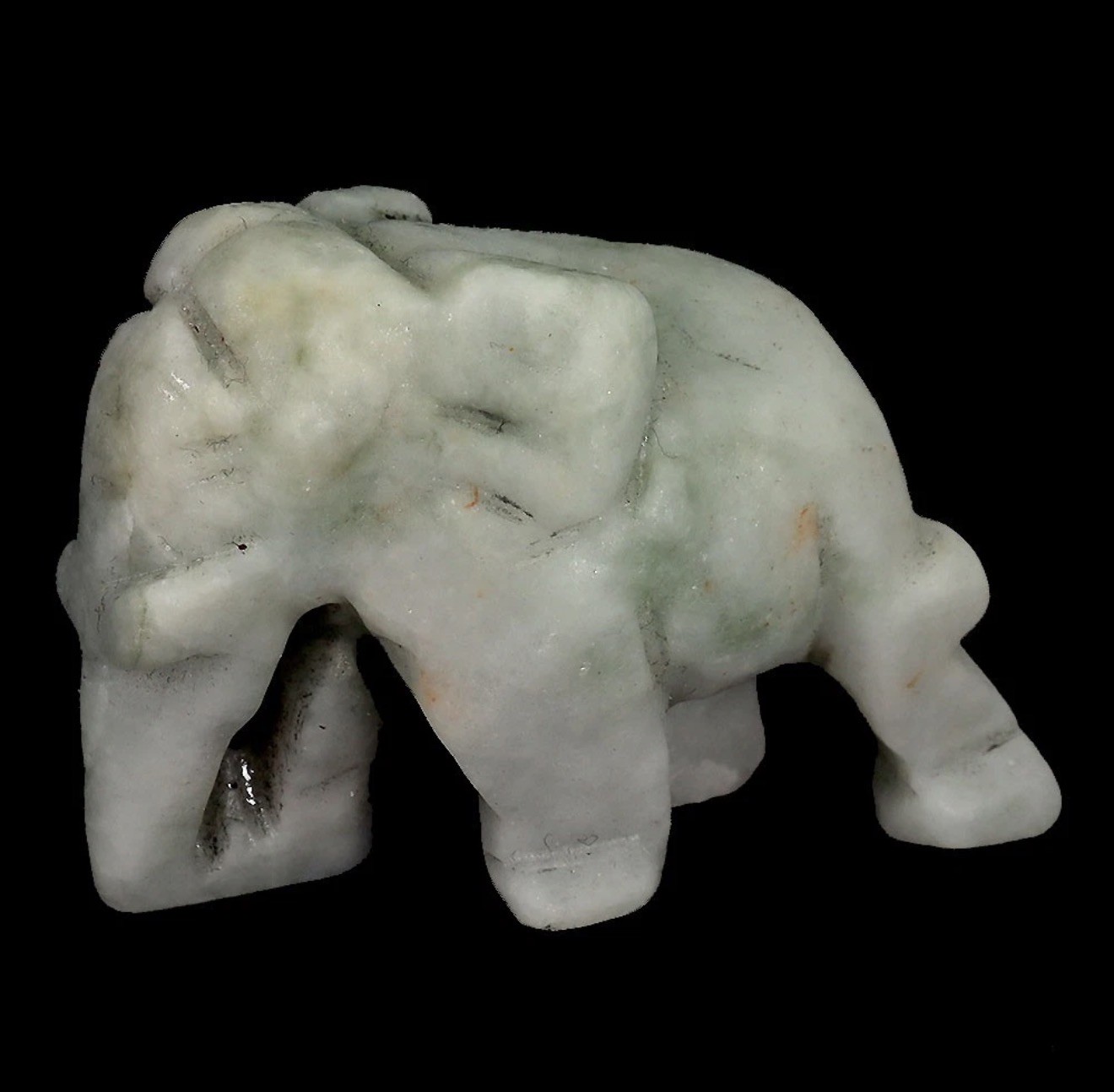 Stunning 🐘 Natural Green Jade Hand-Carved Elephant 267CT - Myanmar 49x35mm. 