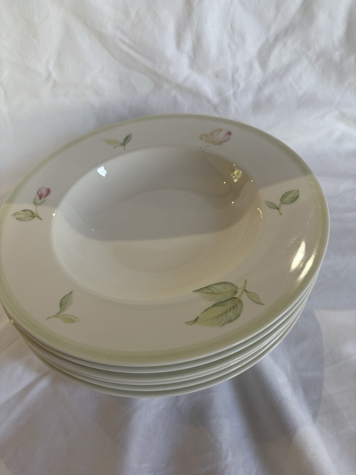 Villeroy & Boch Fine China Germany “florea” (6) Rimmed Soup Bowls 9.5” #0175