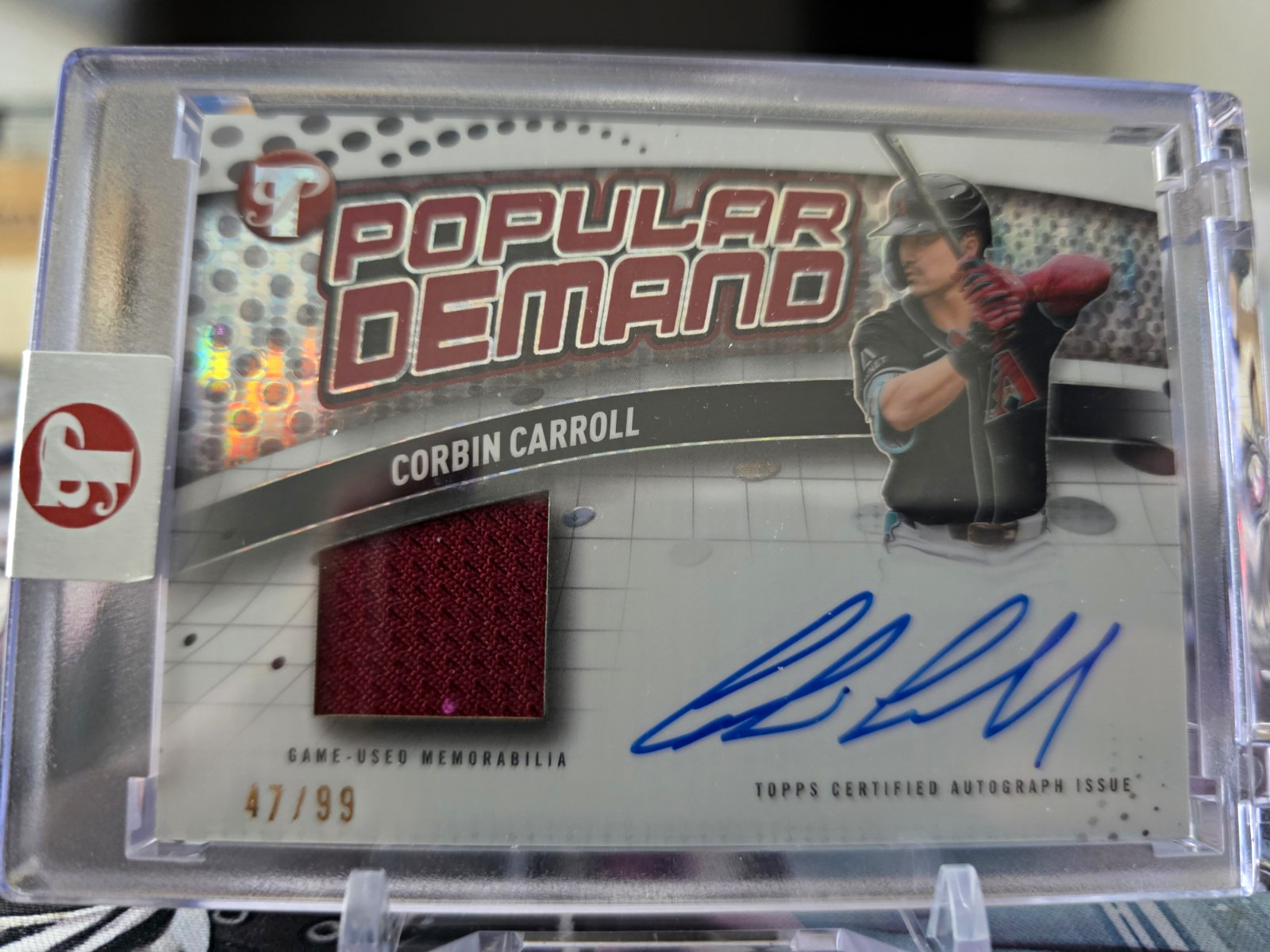 Topps Pristine 2026 Corbin Carroll Popular Demand Auto Relic PDAR-CC 47/99 Topps Pristine 2026 Corbin Carroll Popular Demand Auto Relic PDAR-CC 47/99