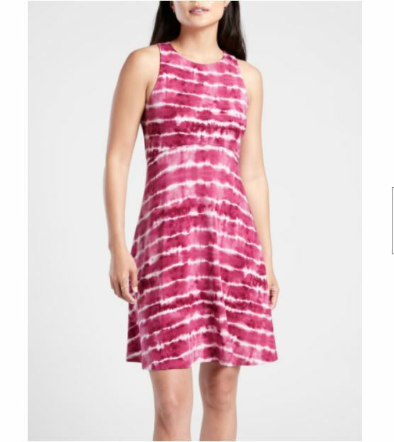 Athleta Plus Tie Dye Santorini Stripe Thera Printed High Neck Dress 2X Dbl