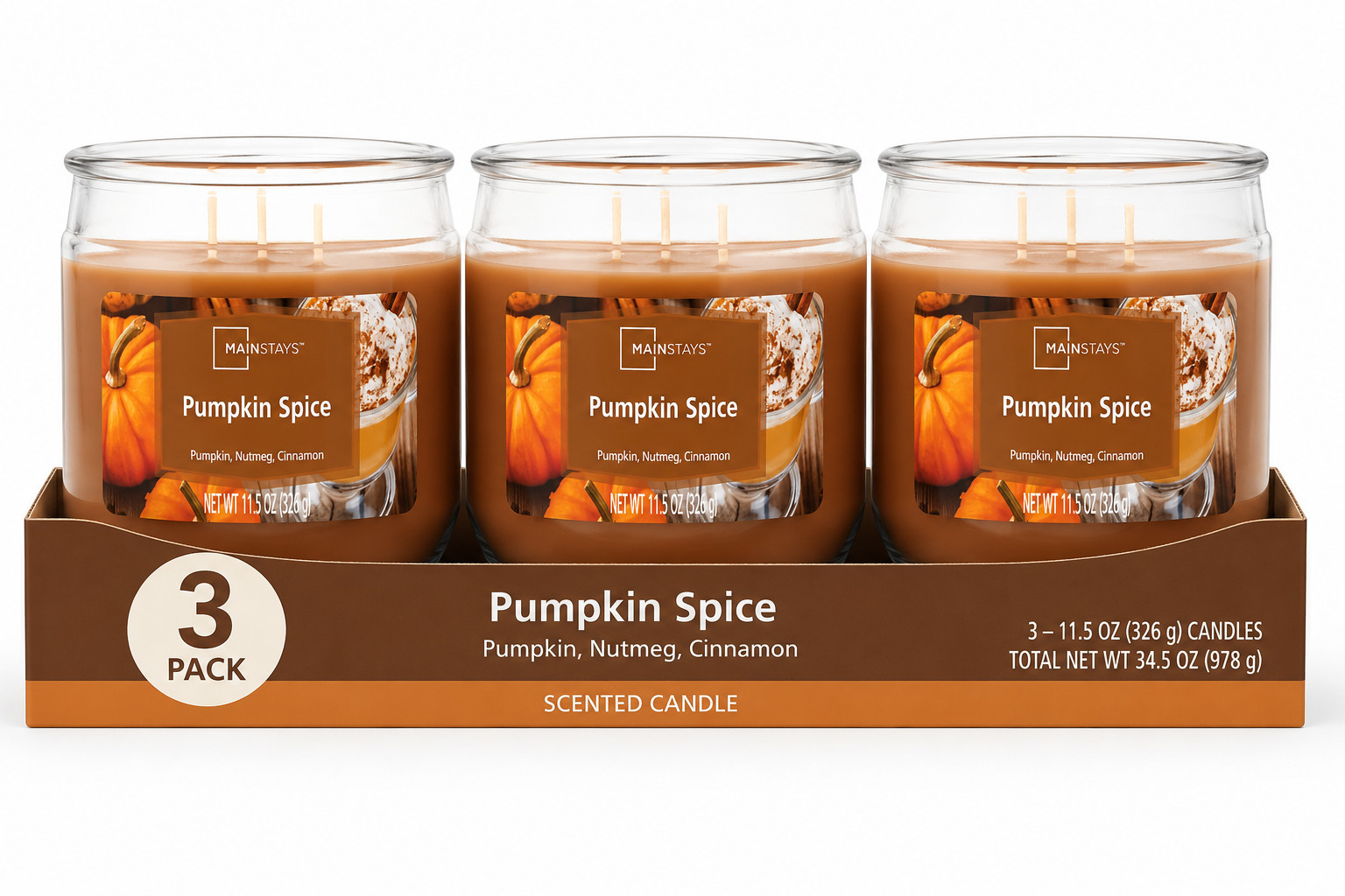 (3 Pack) Pumpkin Spice Scented 3-Wick Candles, 11.5oz FREE & FAST SHIP IN 2 DAYS (3 Pack) Pumpkin Spice Scented 3-Wick Candles, 11.5oz FREE & FAST SHIP IN 2 DAYS