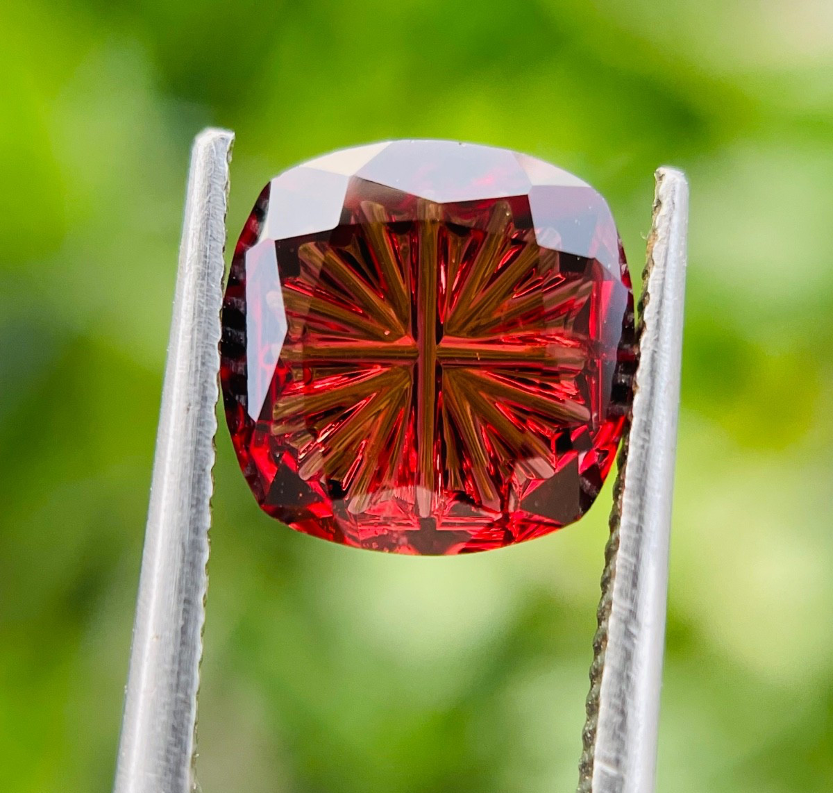 Natural Garnet Fantasy Cut Cushion Shape Gemstones For Jewellery, 2.45 Carats.