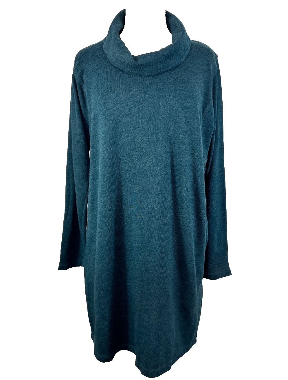 New Pure Jill J. Jill Dark Green Cowl Neck Knit Tunic Dress Sz  Medium Lagenlook