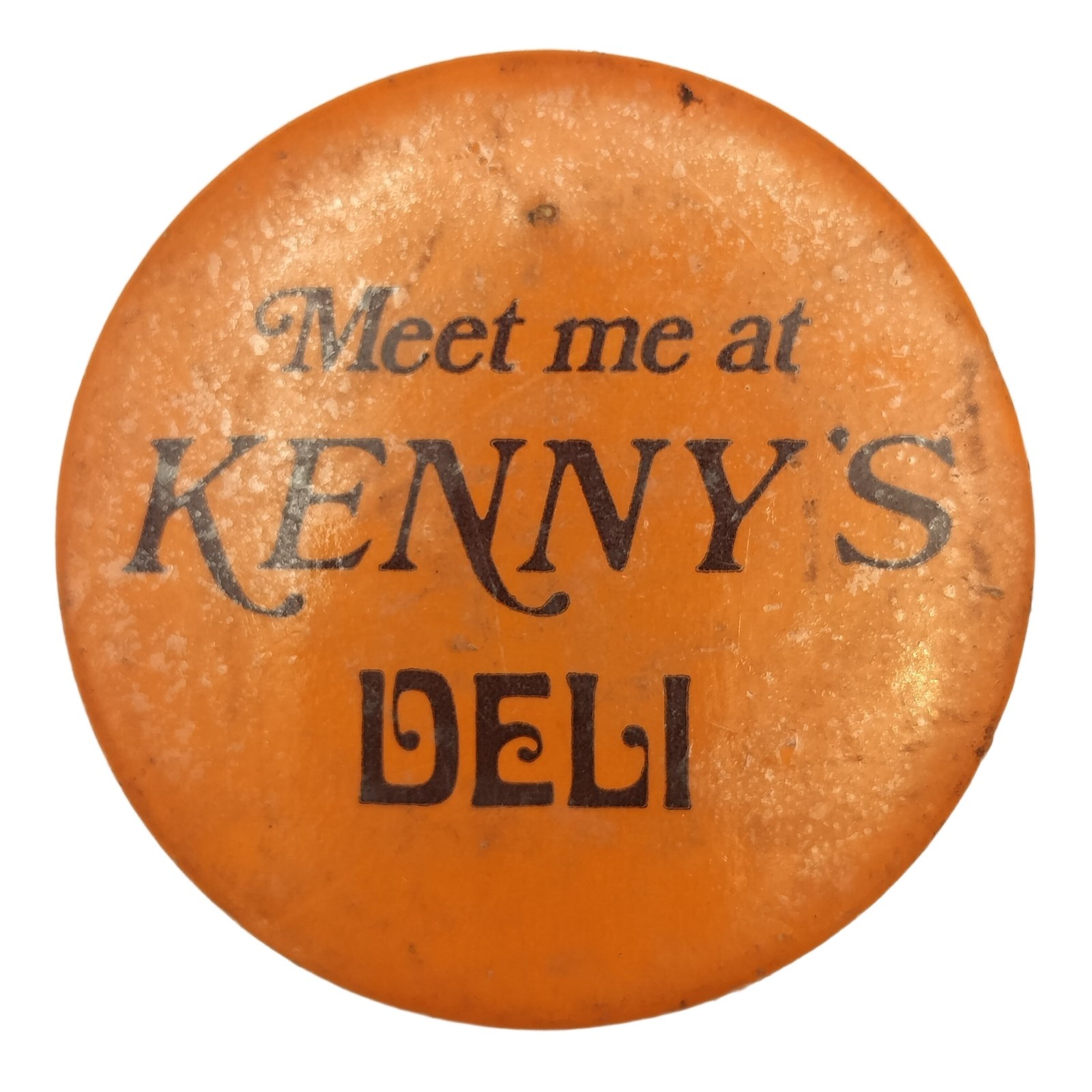 Meet Me At Kenny\'s Deli Vintage Pin Button Pinback Santa Monica Brentwood CA
