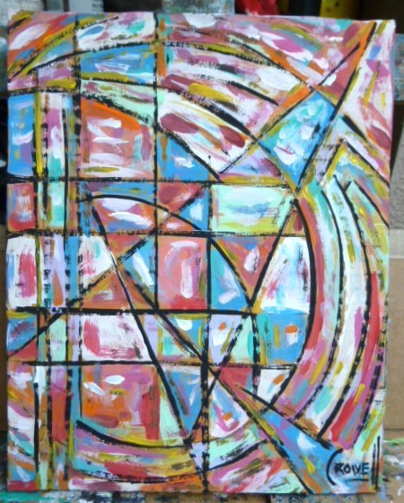 BIG WIDE WORLD   8x10 oil painting card panel panel original art signed Crowell