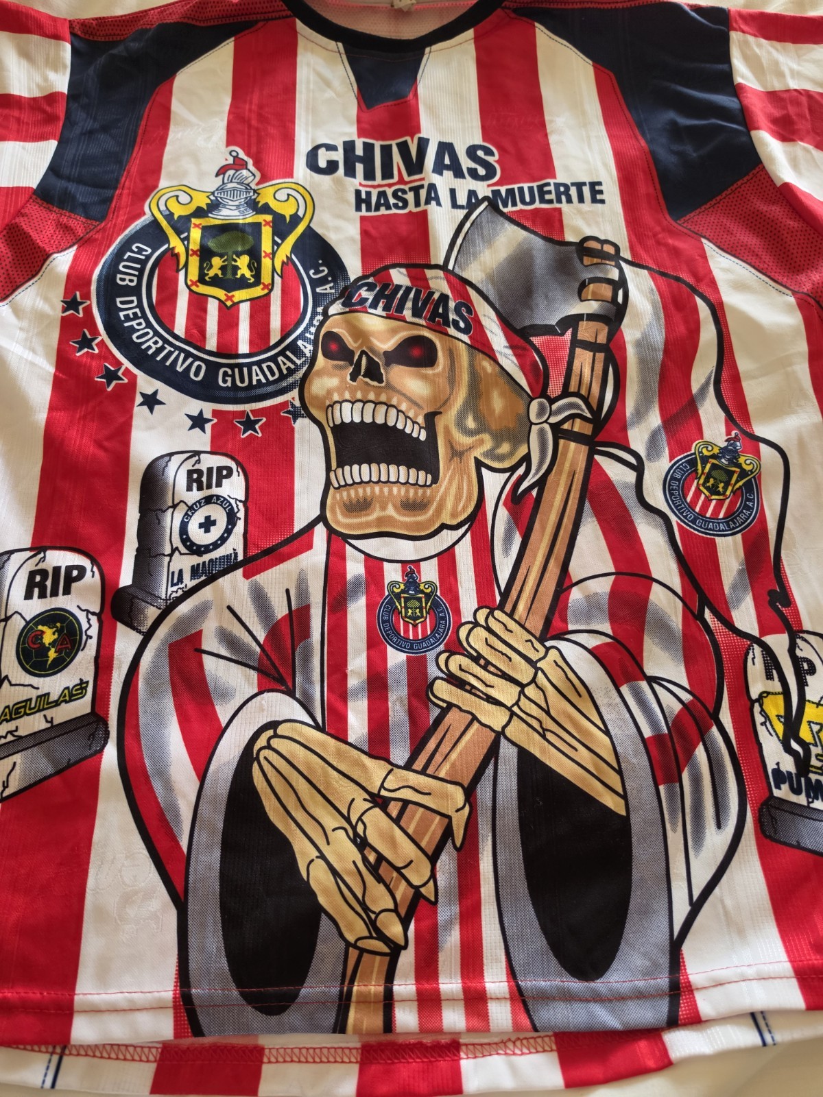 CHIVAS DE GUADALAJARA JERSEY - XL - PEMINI SPORT -  HASTA LA MUERTE - FLAWS READ