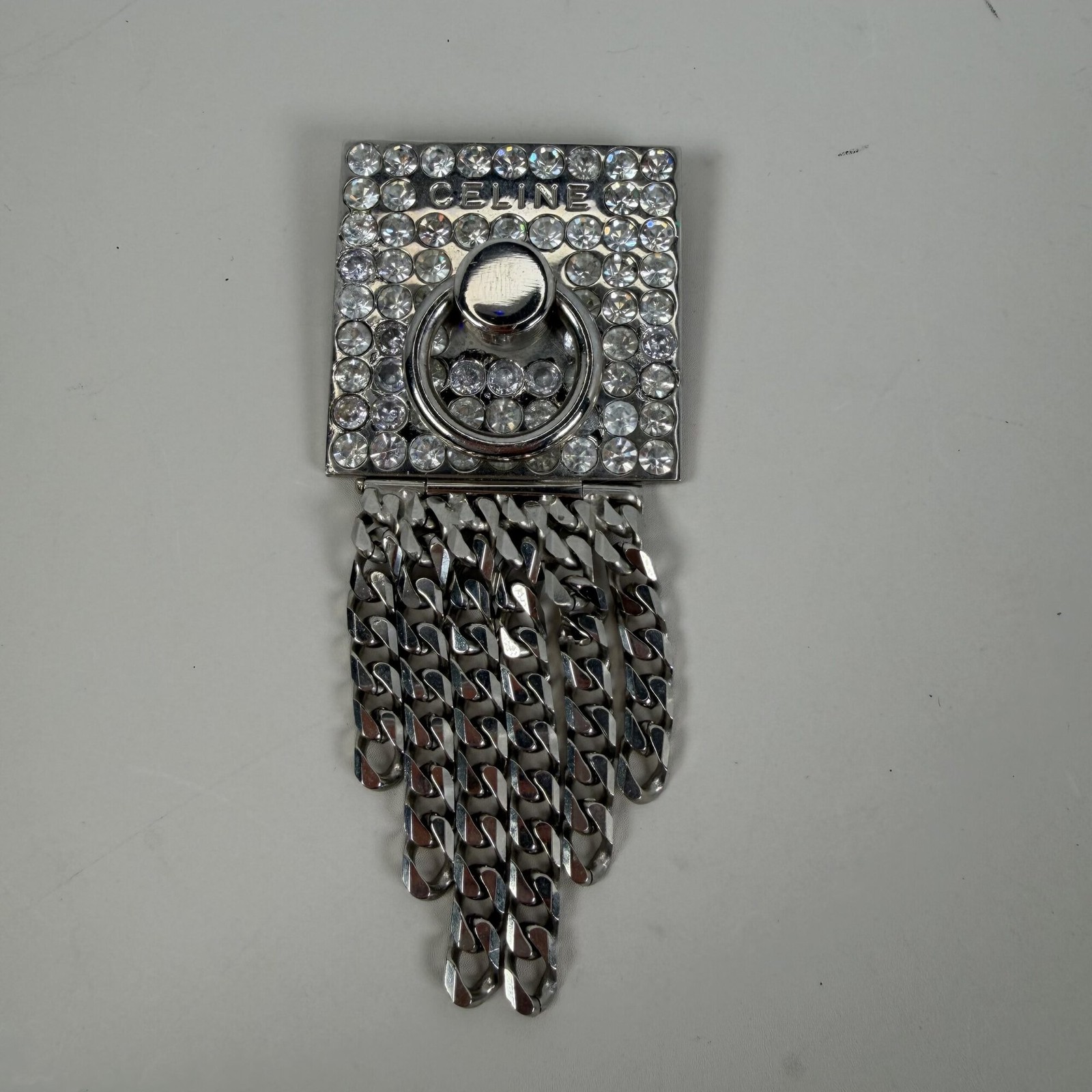 Celine Paris Pave Rhinestone Door Knocker Brooch
