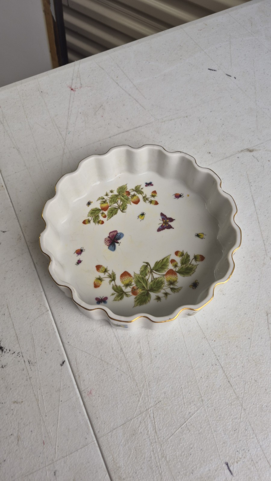 Vintage Lenwile Ardalt Fluted Porcelain Nesting Quiche/Tart 8.5\